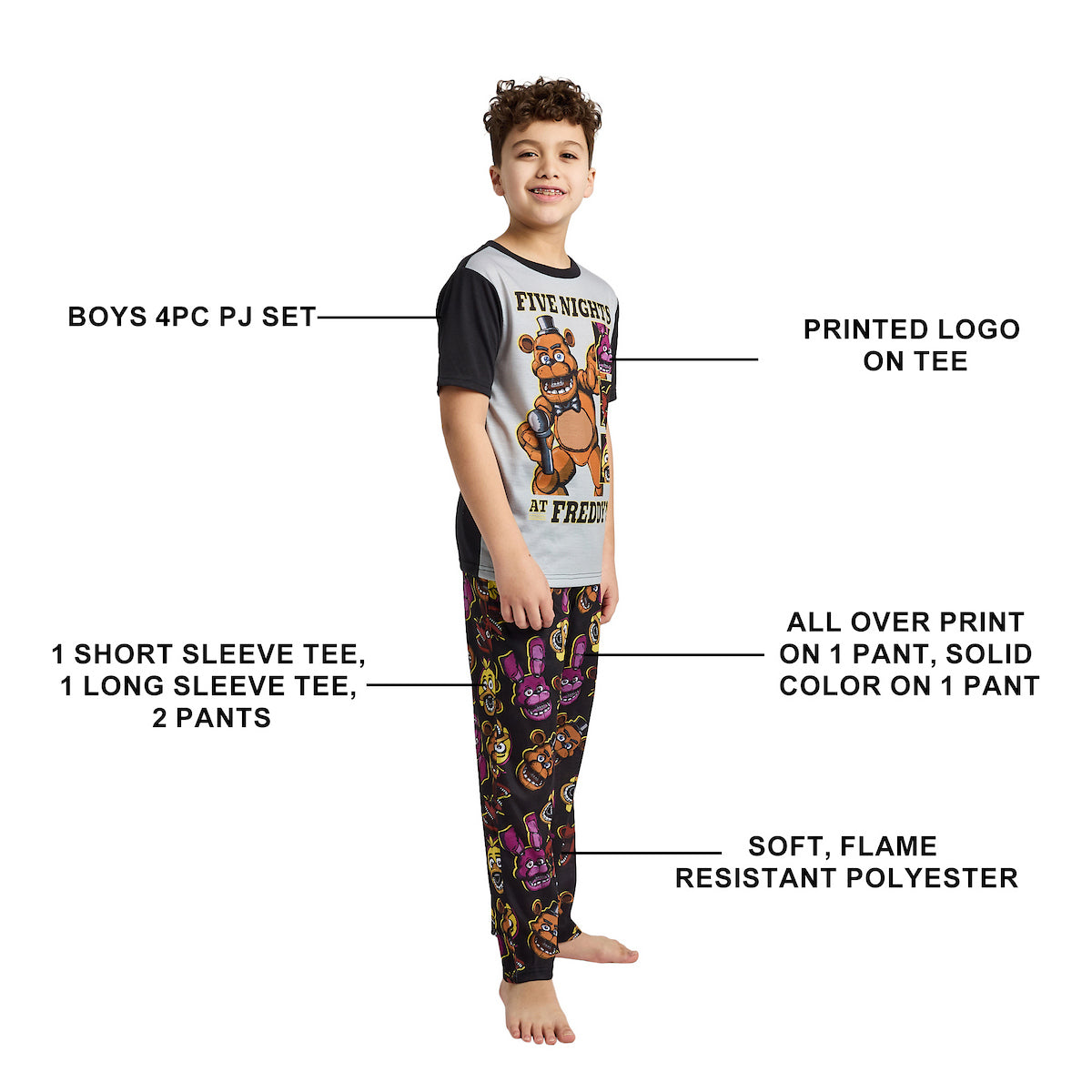 Five Nights At Freddy's I Survived Boy's 4-Pack Pajama Set