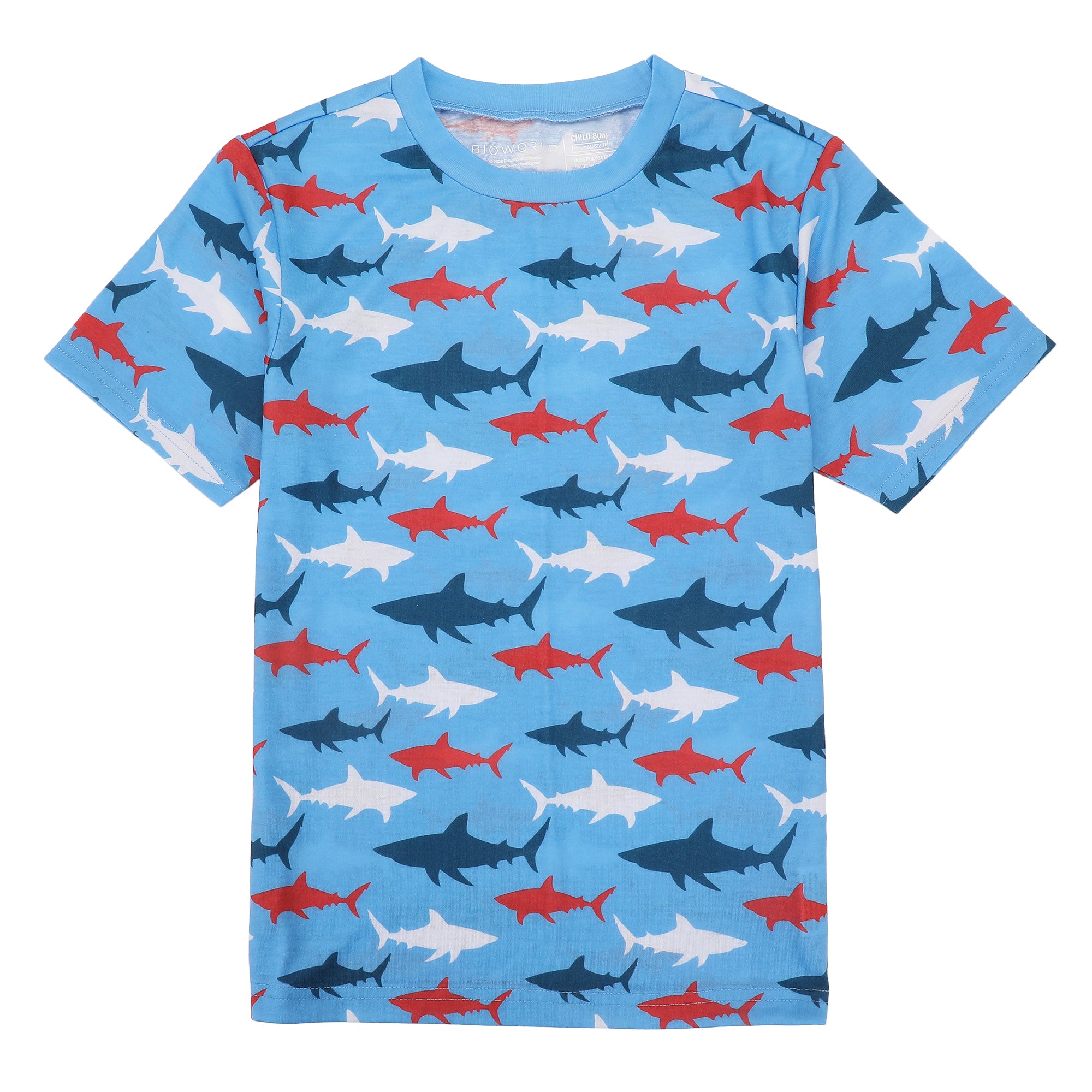 Shark AOP Boy's 4-Piece Short Sleeve Tee and Short Set