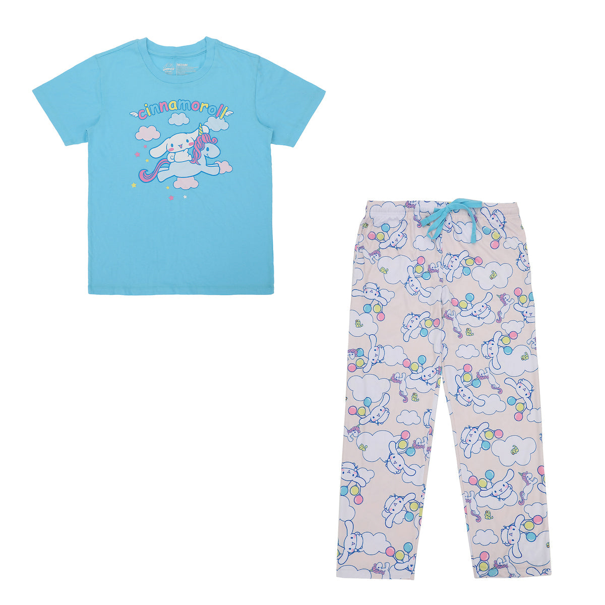 Cinnamoroll Adult Womens Sleepwear Set with Short Sleeve Tee and Sleep Pants