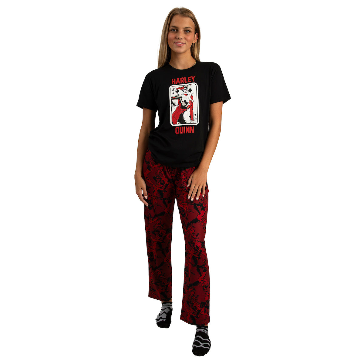 Harley Quinn Adult Women's Sleepwear Set with Short Sleeve Tee and Sleep Pants
