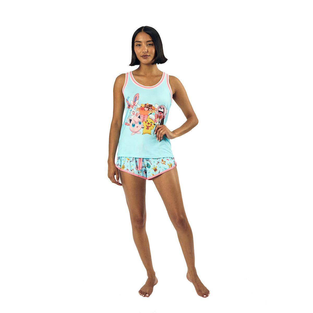Pokémon Pikachu & Jigglypuff Group Shot Women's Racer Tank & Dolphin Shorts Sleep Set