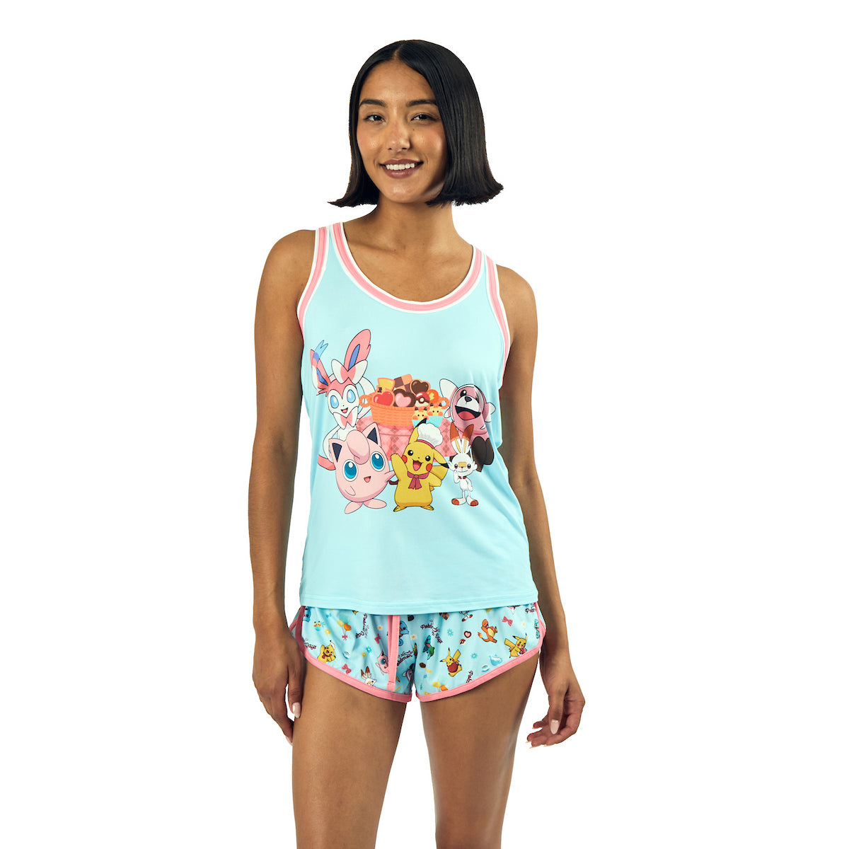 Pokémon Pikachu & Jigglypuff Group Shot Women's Racer Tank & Dolphin Shorts Sleep Set