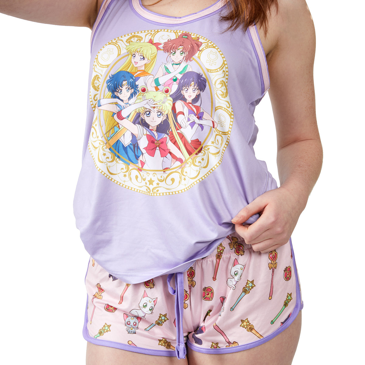 Sailor Moon Sailor Scouts Women's Racer Tank & Dolphin Shorts Sleep Set
