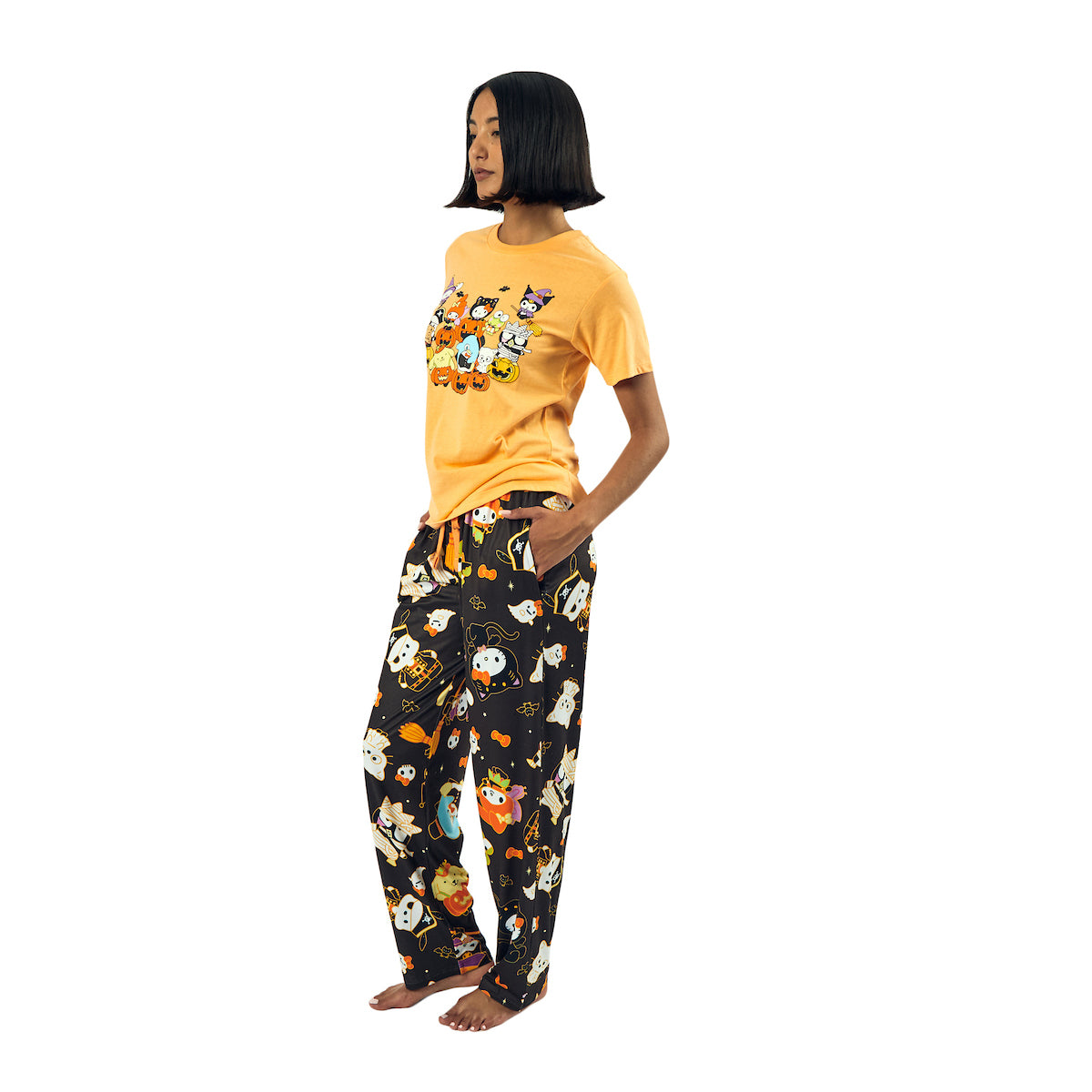 Hello Kitty & Friends Halloween Costumes Women's Oversized Short Sleeve Tee & Lounge Pants Set