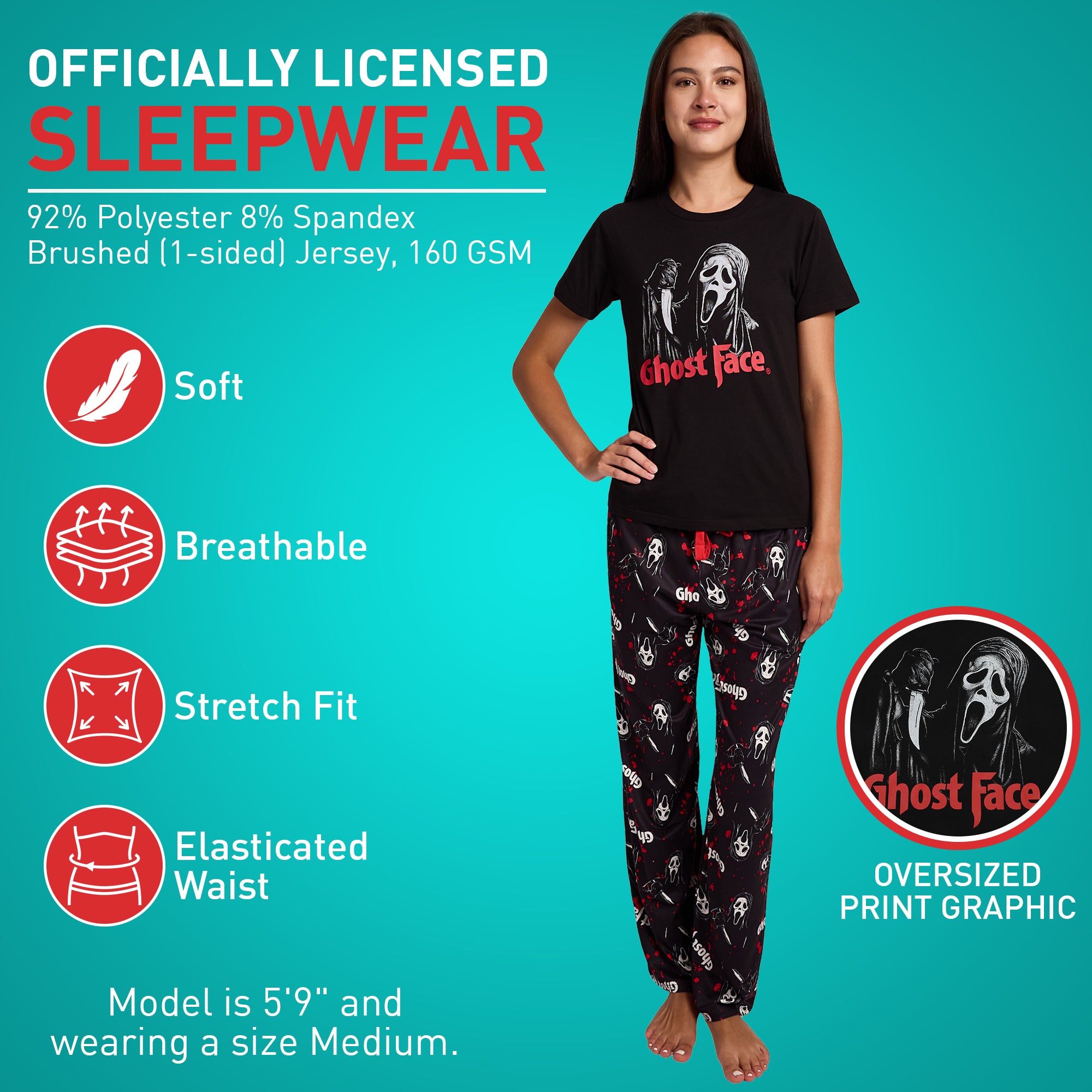 Ghostface Wielding Knife Women's 2-Pack Pajama Set