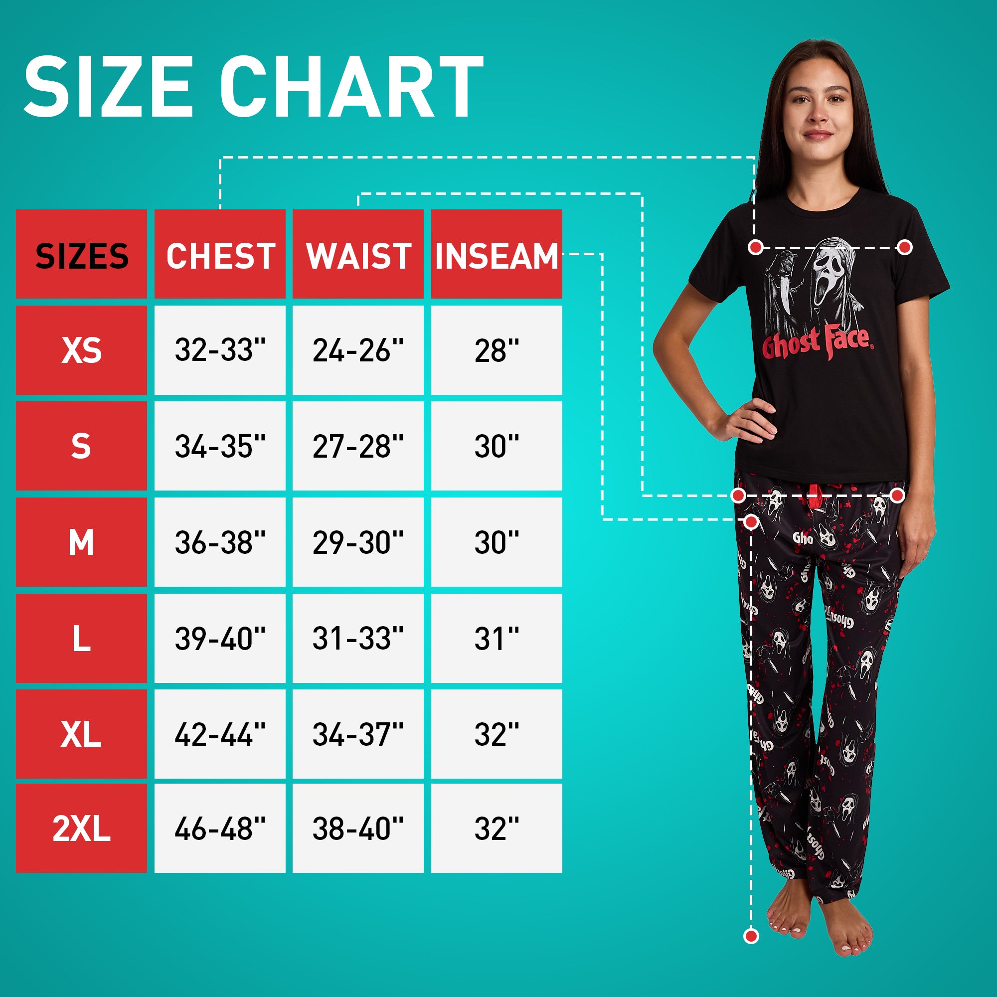 Ghostface Wielding Knife Women's 2-Pack Pajama Set