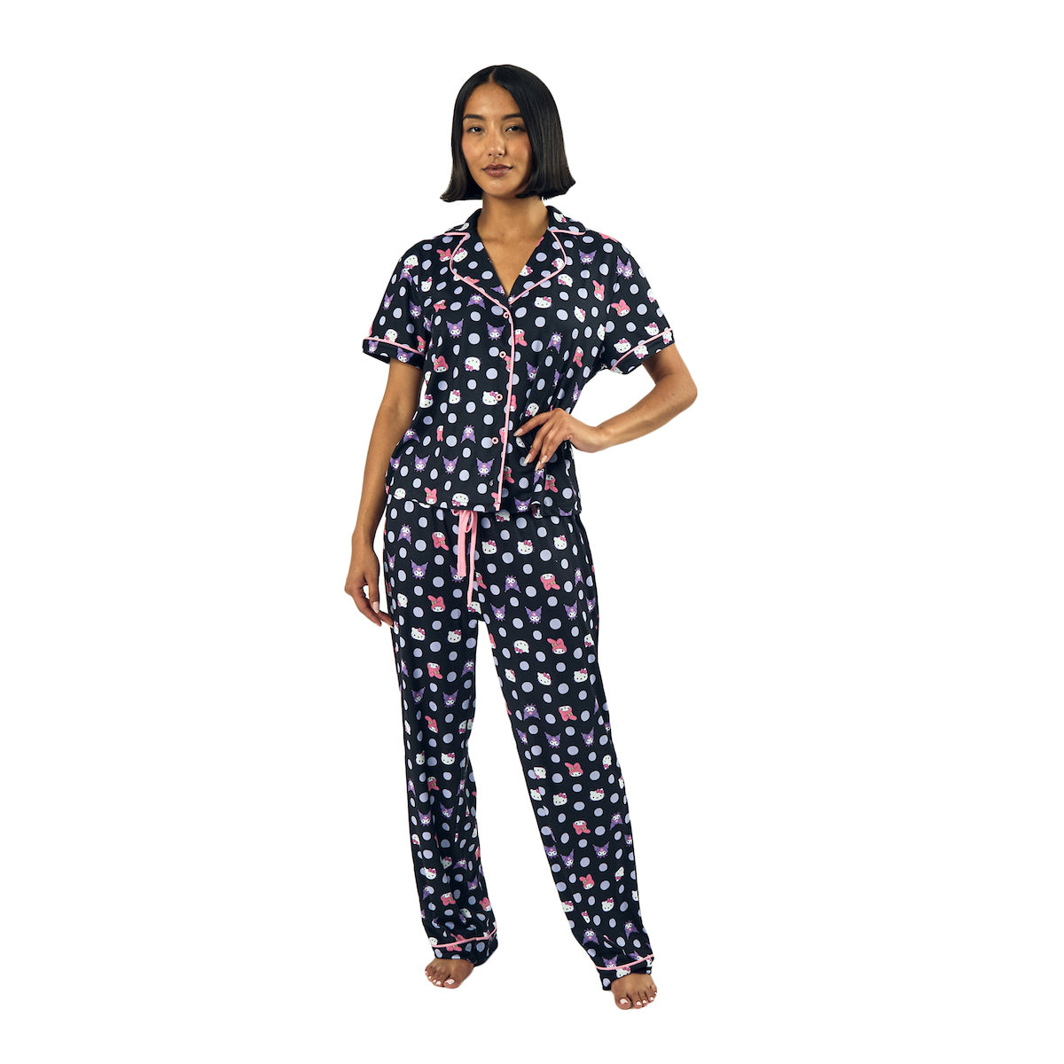 Hello Kitty & Friends Character Heads Women's Polka Dot Sleep Shirt & Pants Set