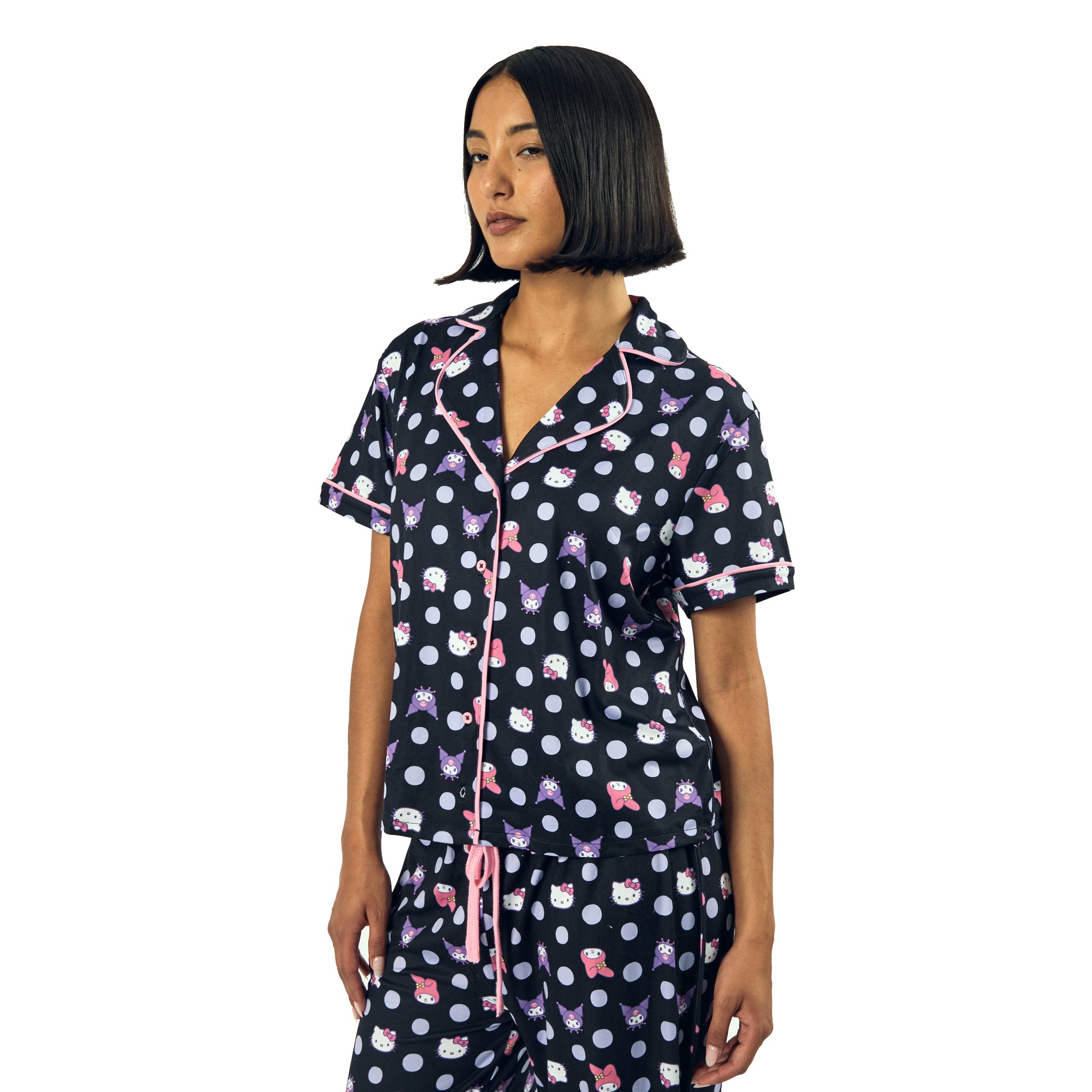 Hello Kitty & Friends Character Heads Women's Polka Dot Sleep Shirt & Pants Set