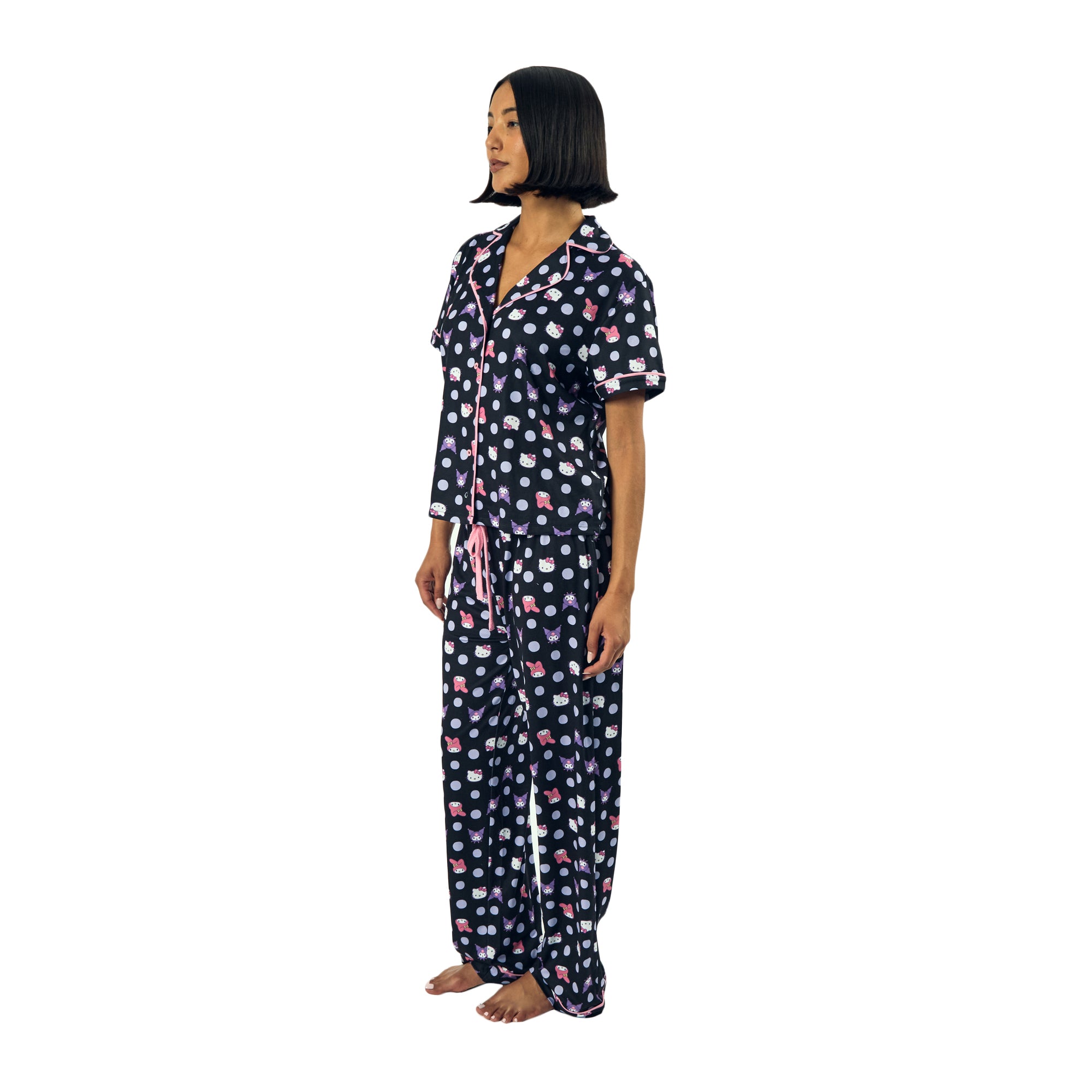 Hello Kitty & Friends Character Heads Women's Polka Dot Sleep Shirt & Pants Set