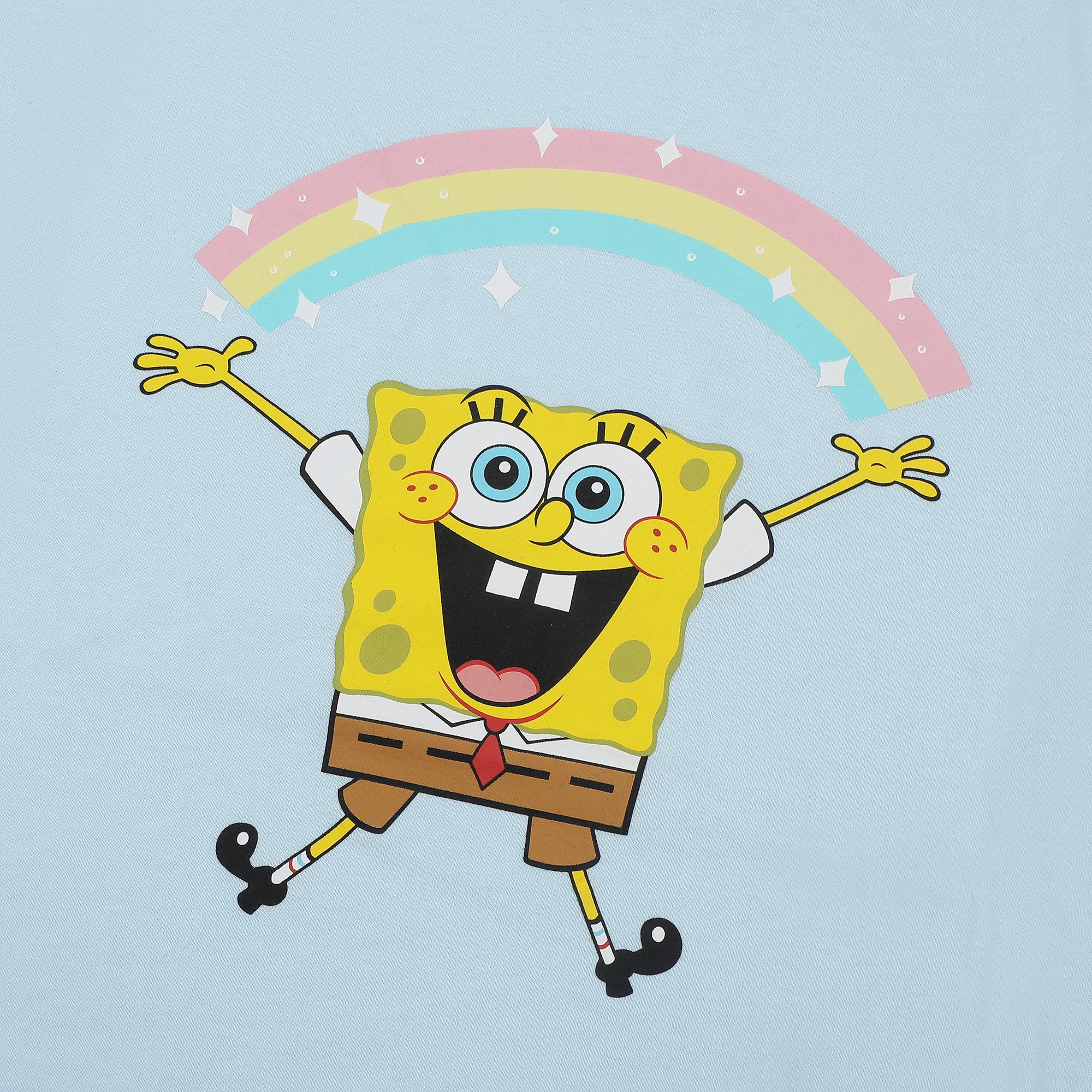 Spongebob Squarepants Rainbow All-Over Print Women's T-Shirt and Pajama Pants Sleepwear Set