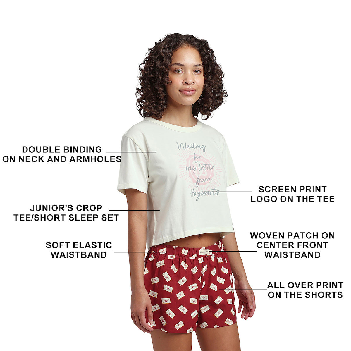 Harry Potter "Waiting For My Letter From Hogwarts" Crop Tee And Shorts Sleepwear Set