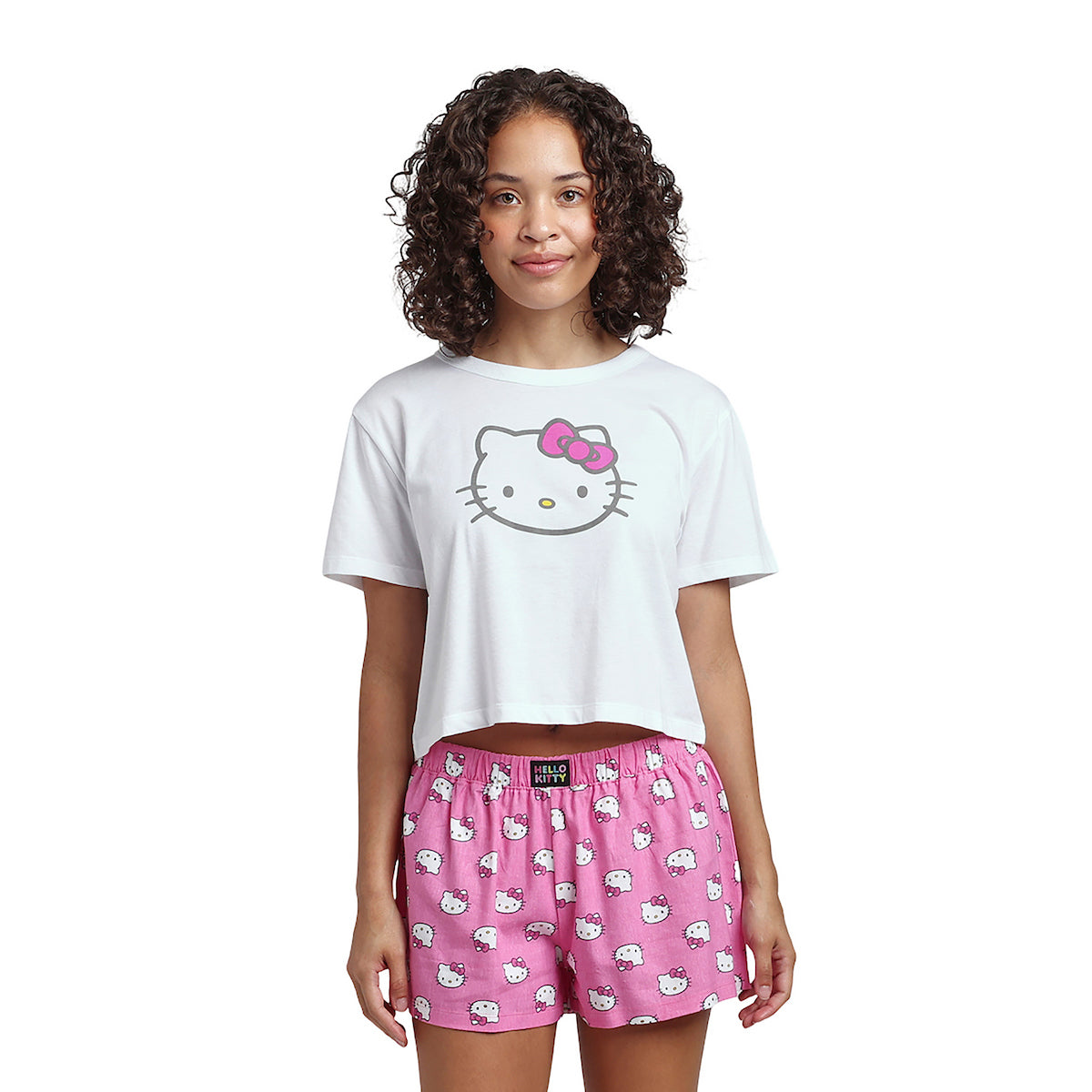 Hello Kitty Crop Tee and Polka Dot Shorts Sleepwear Set