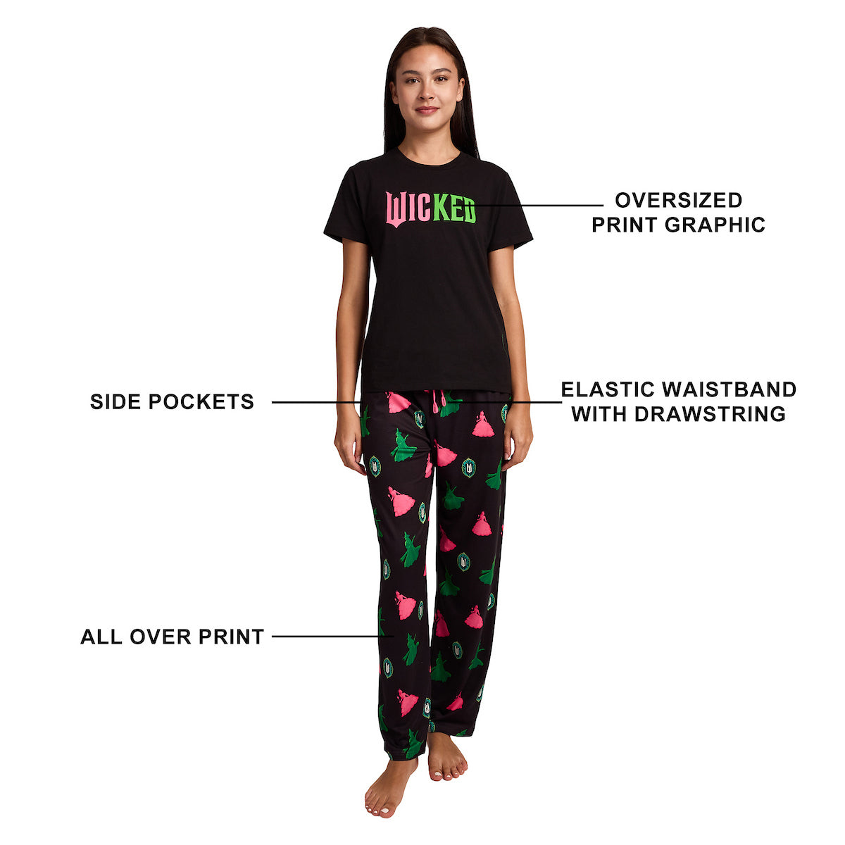 Wicked Glinda & Elphaba Silhouettes Women's 2-Pack Pajama Set