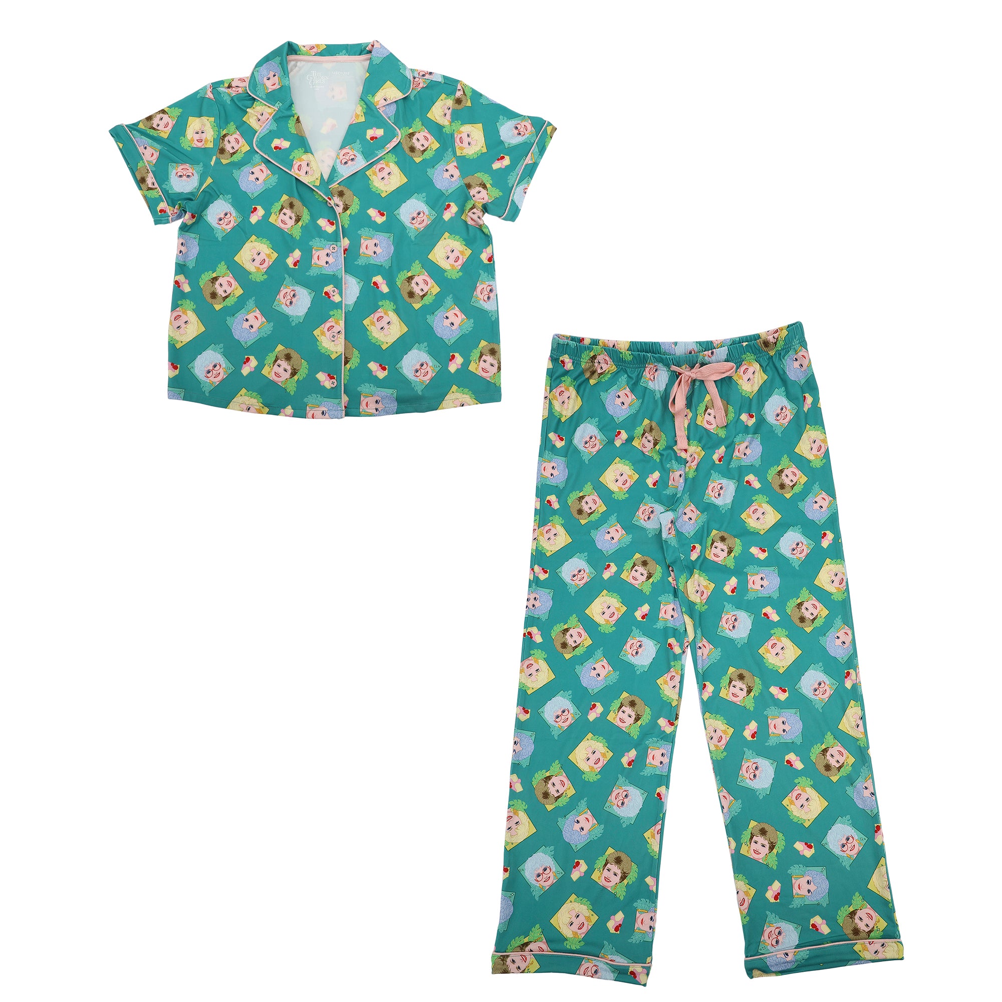 Golden Girls Characters All-Over Print Women's Button-Down Shirt And Pants 2-Piece Pajama Set