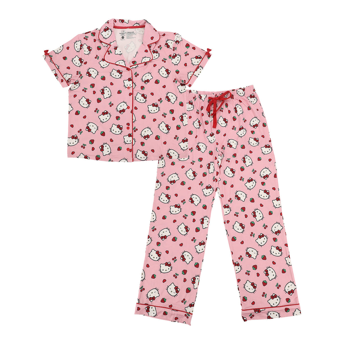 Hello Kitty Heads with Strawberries Women's Pink Pajama Set