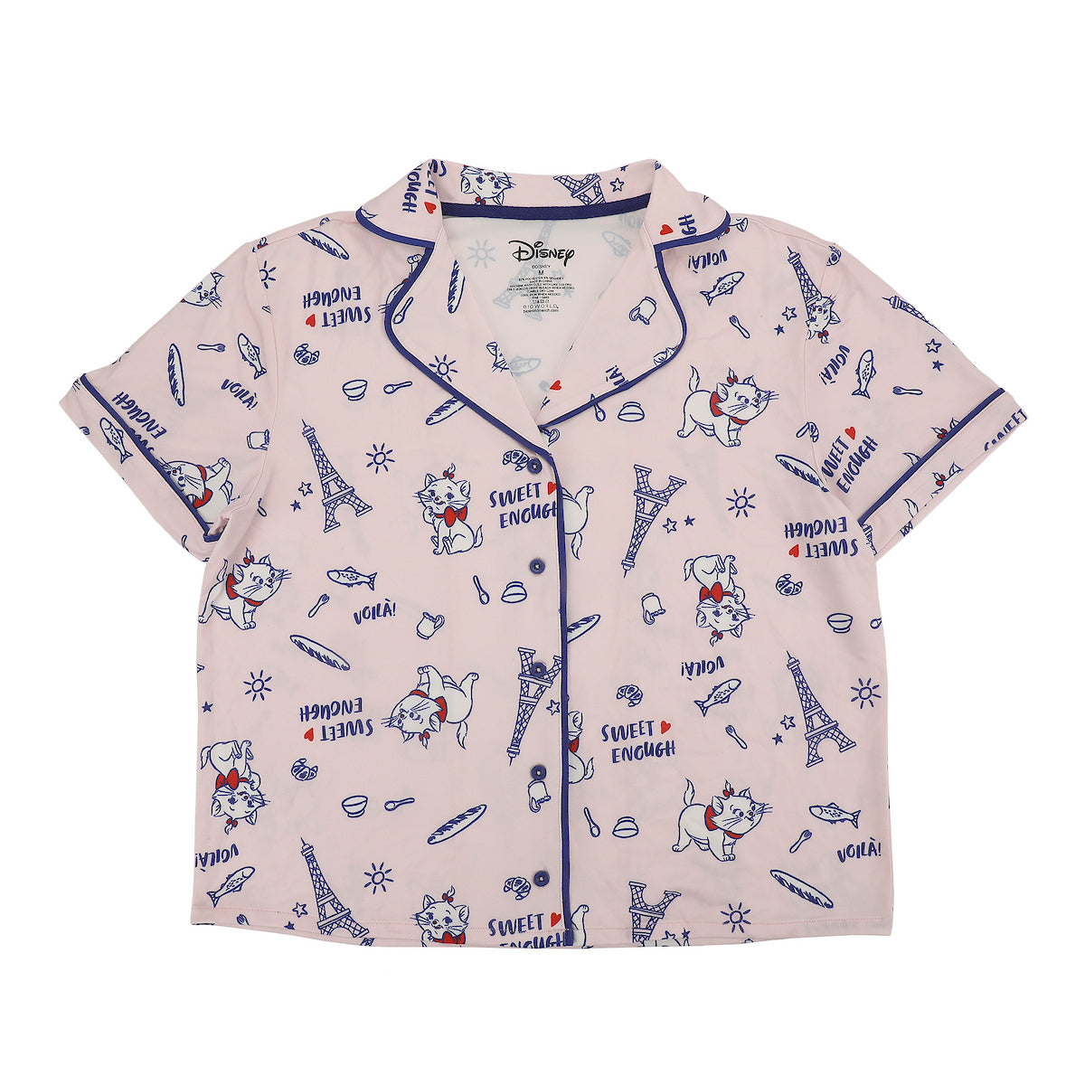 Disney The Aristocats Marie Women's Notch Collar Button-Down Shirt and Shorts Sleepwear Set