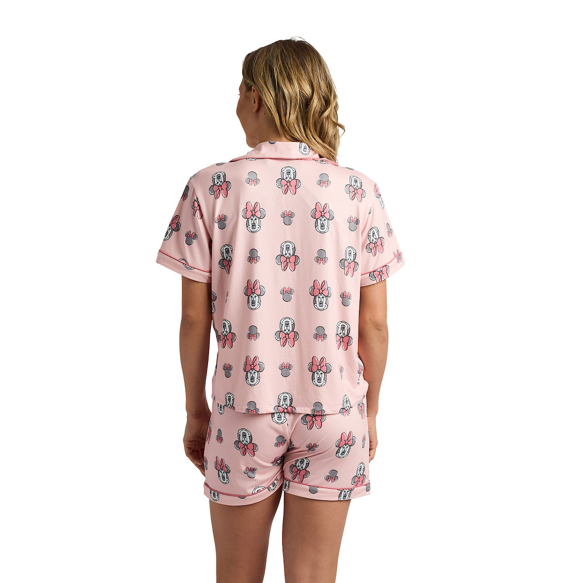 Disney's Minnie Mouse Women's Notch Collar Button-Down Shirt and Shorts Sleepwear Set