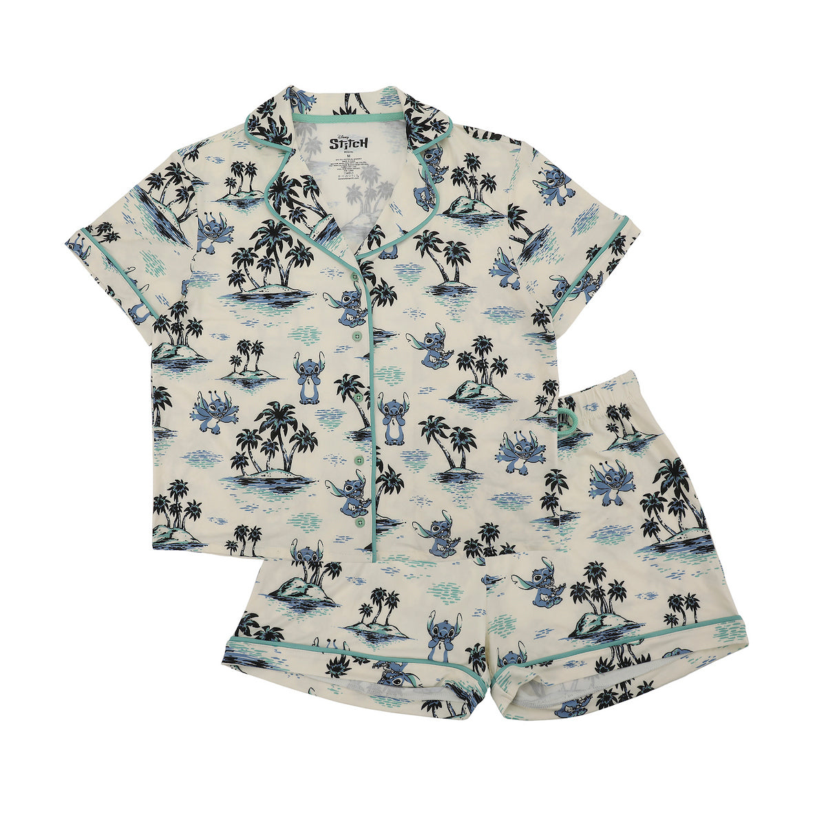 Disney's Lilo & Stitch Classic Hawaii Women's Notch Collar Button-Down Shirt and Shorts Sleepwear Set