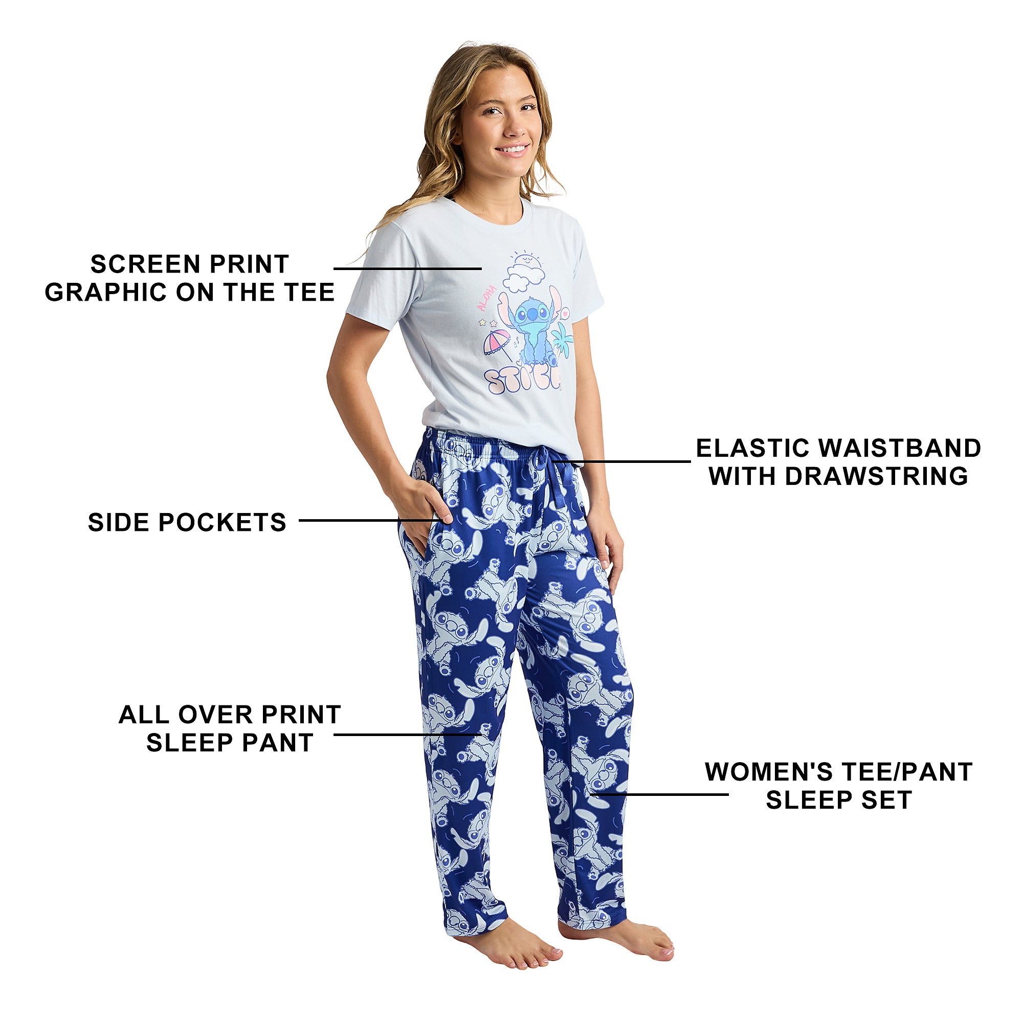Lilo & Stitch Beachy Character Art Women's 2-Pack Pajama Set