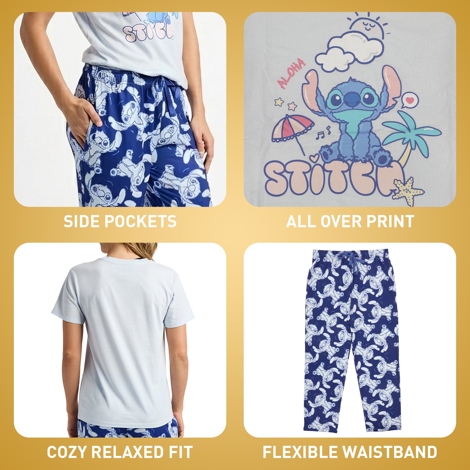 Lilo & Stitch Beachy Character Art Women's 2-Pack Pajama Set
