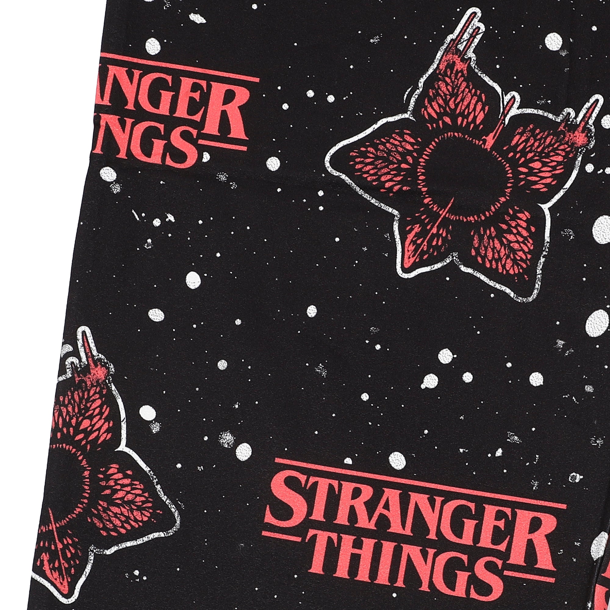 Stranger Thing Demogorgon Splatter Logo Women's Black Oversized Tee & Pants Sleep Set