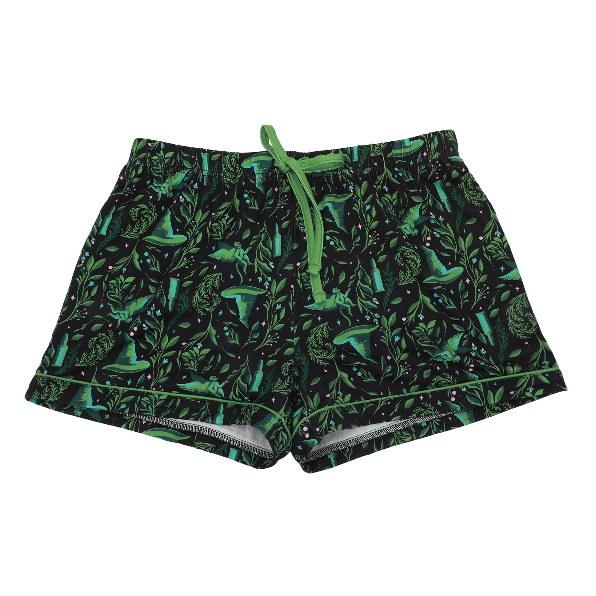 Wicked: For Good Elphaba Witch Hats All-Over Print Women’s Notch Collar Button-Down Shirt and Shorts Sleepwear Set