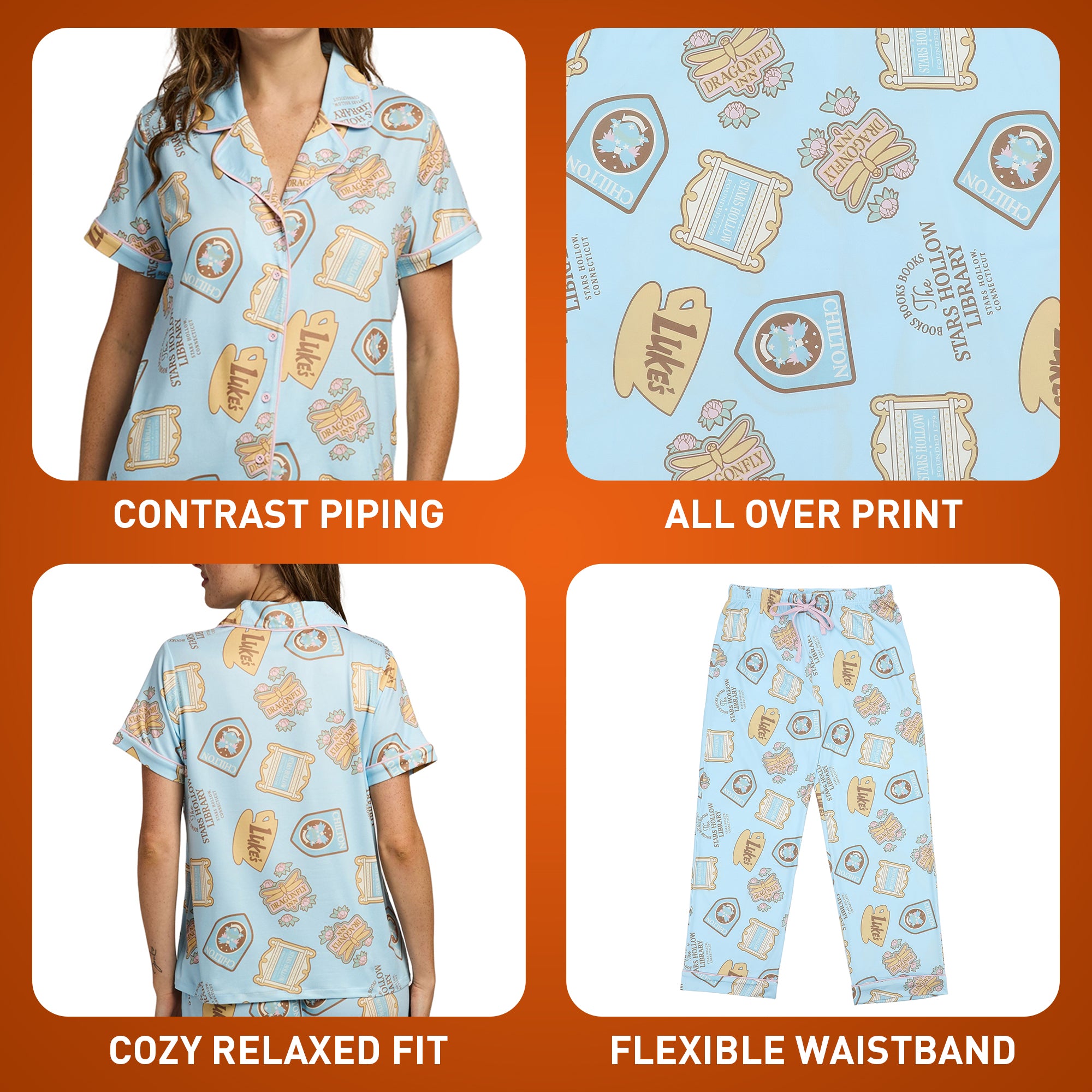 Gilmore Girls Stars Hollow Icons All-Over Print Women’s 2-Pack Pajama Set
