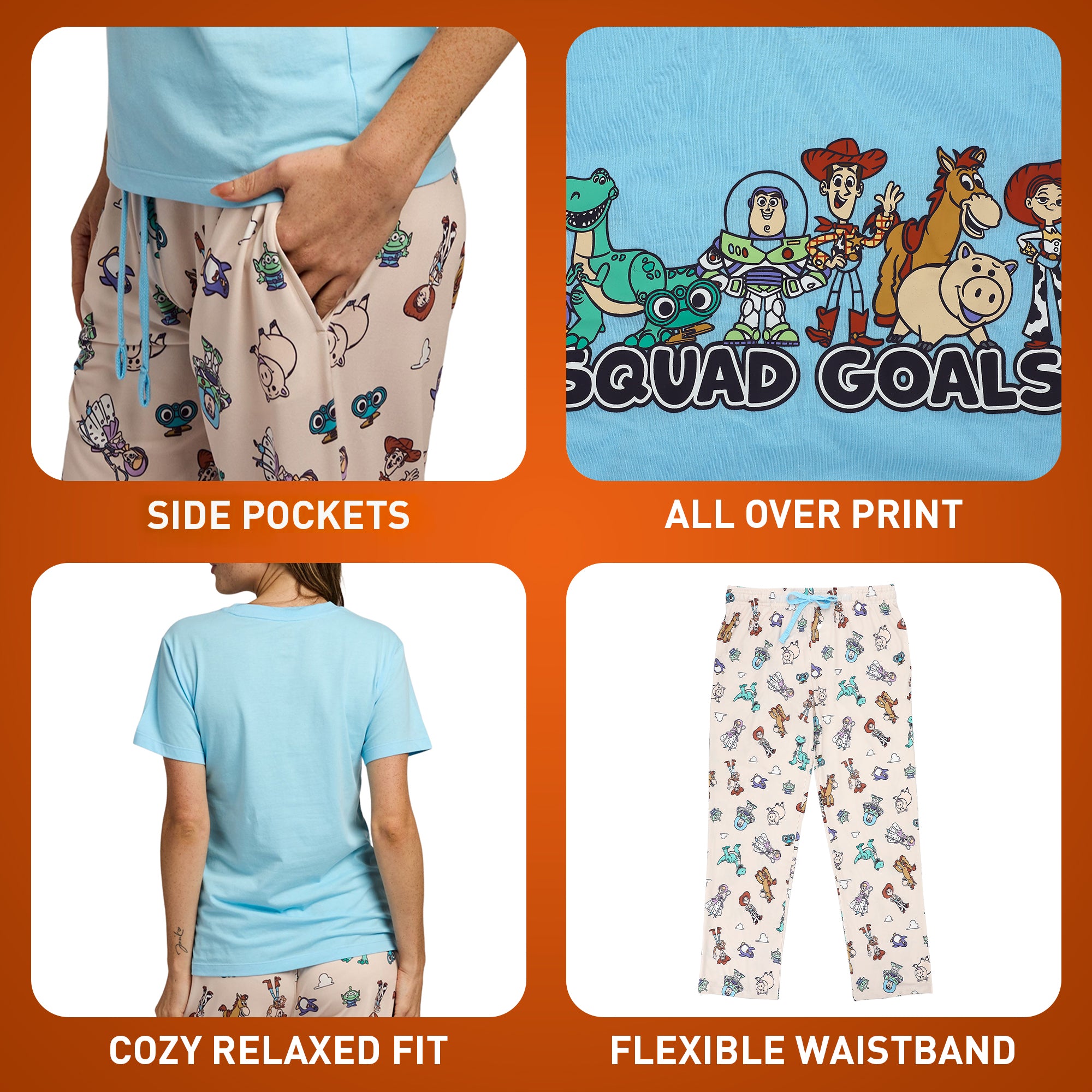 Toy Story Squad Goals Favorite Characters Women's T-Shirt And Sleep Pants Sleepwear Set
