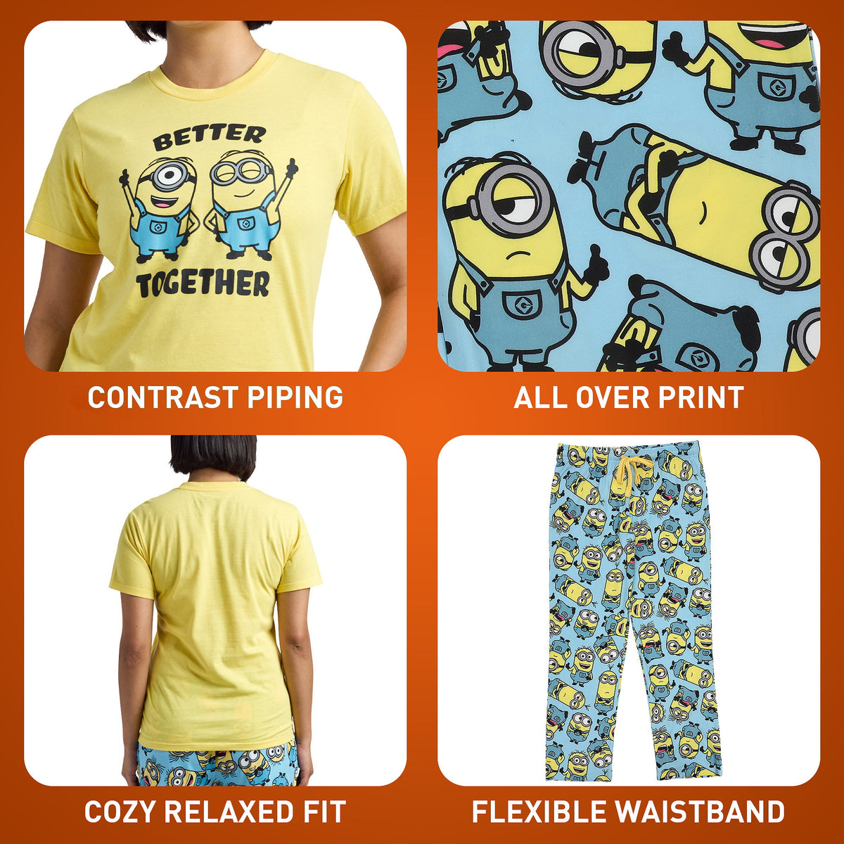 Minions Bello Oversized Tee Pant Sleep Set for Women