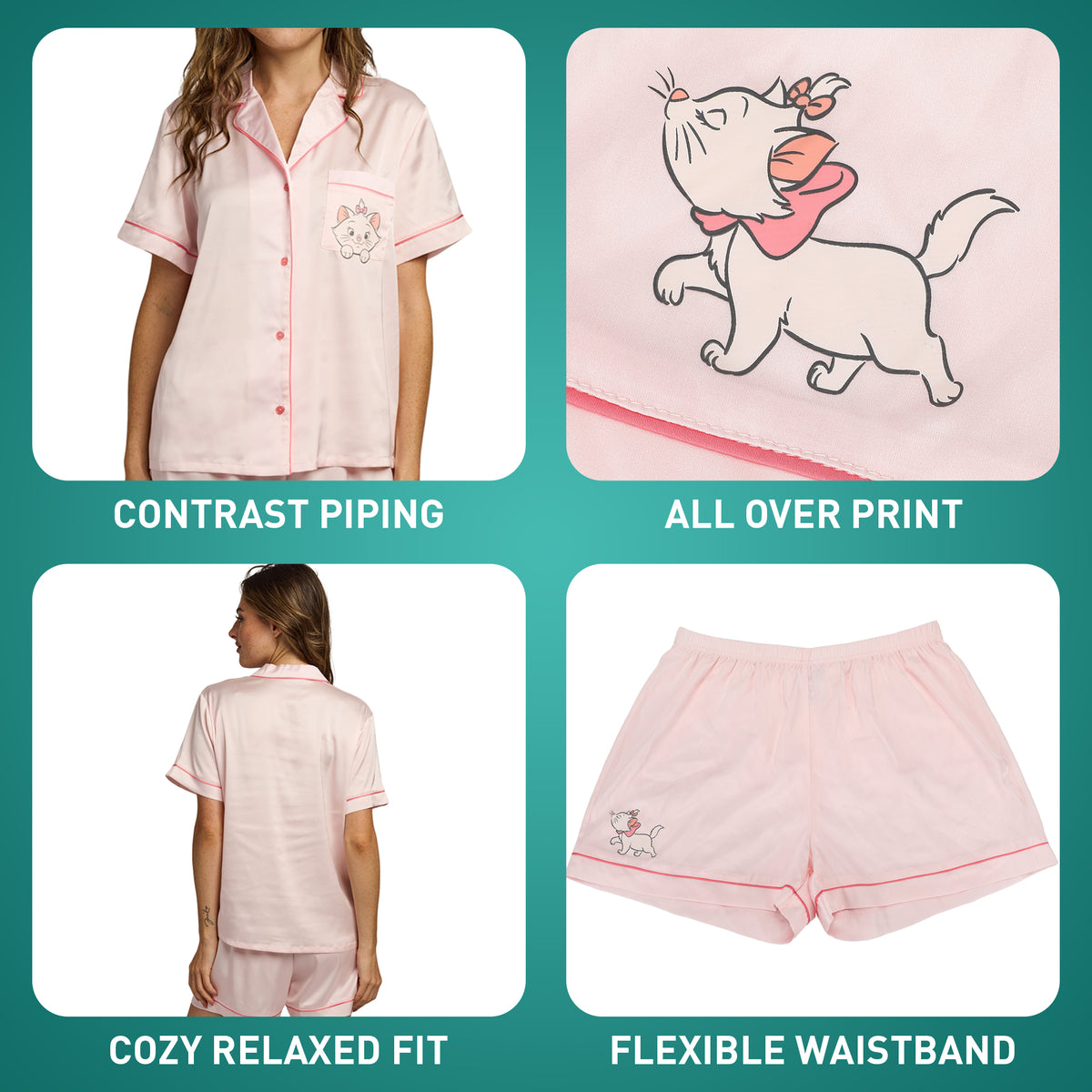 Aristocats Marie Women's 2-Pack Satin Pajama Set