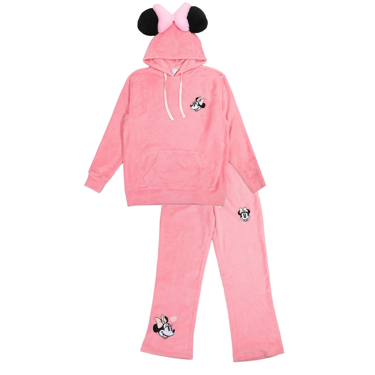 Minnie Mouse Classic Pink Plush Pajama Set for Adult Women