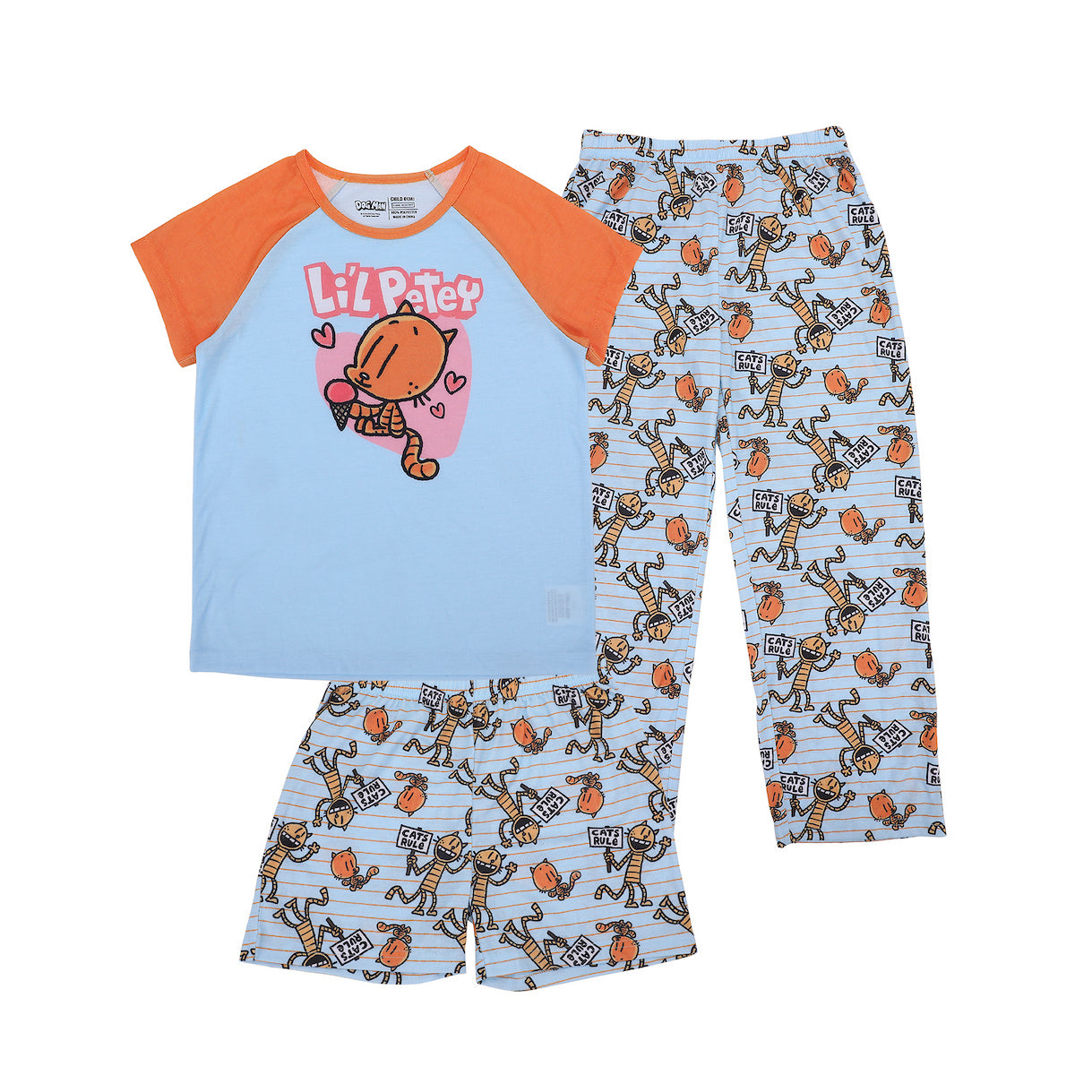 Dog Man All-Over Print Girl's 3-Piece Pajama Set