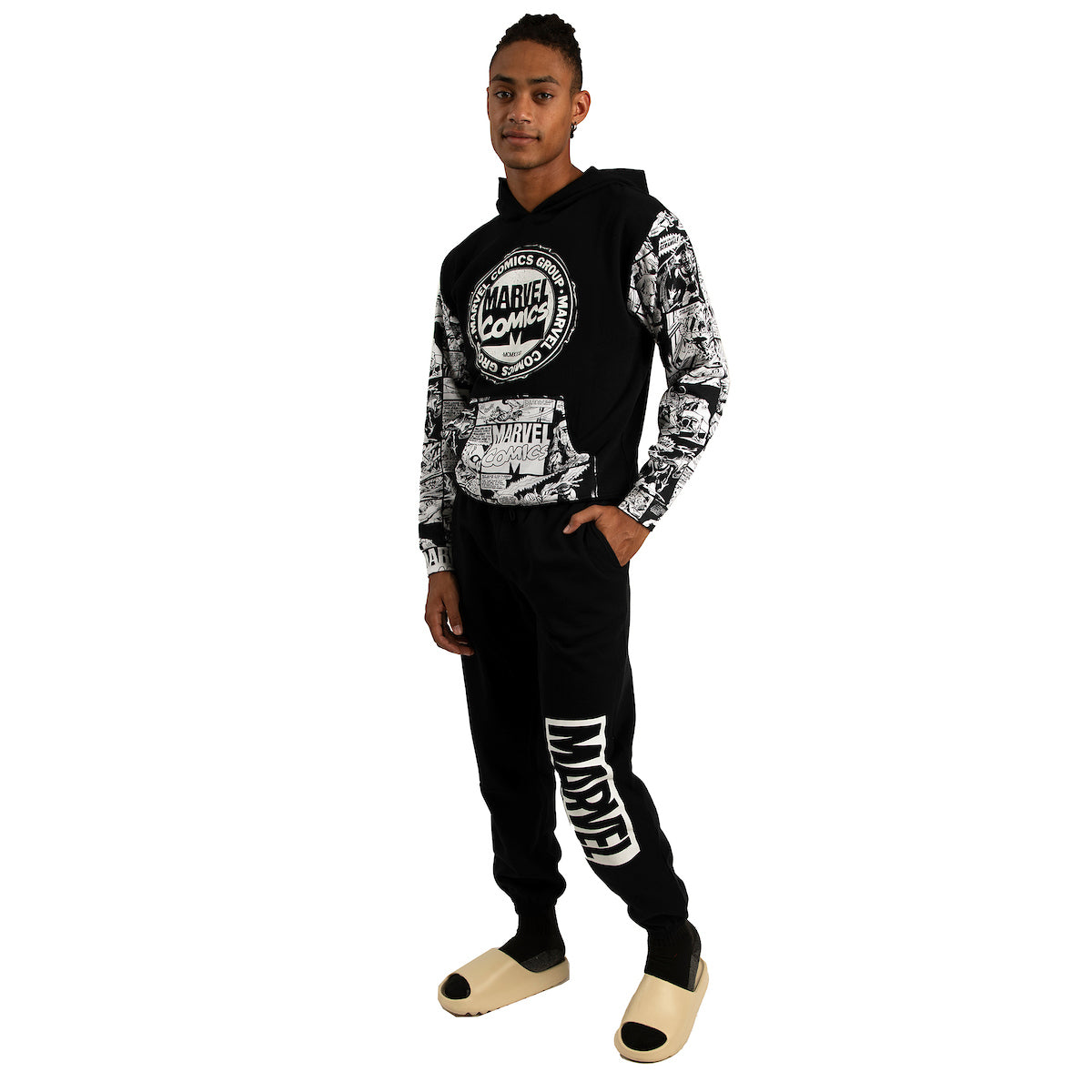 Men's Adult Marvel Comics Hoodie and Sweatpant Set Active Wear Combo- Superhero-Inspired Comfort