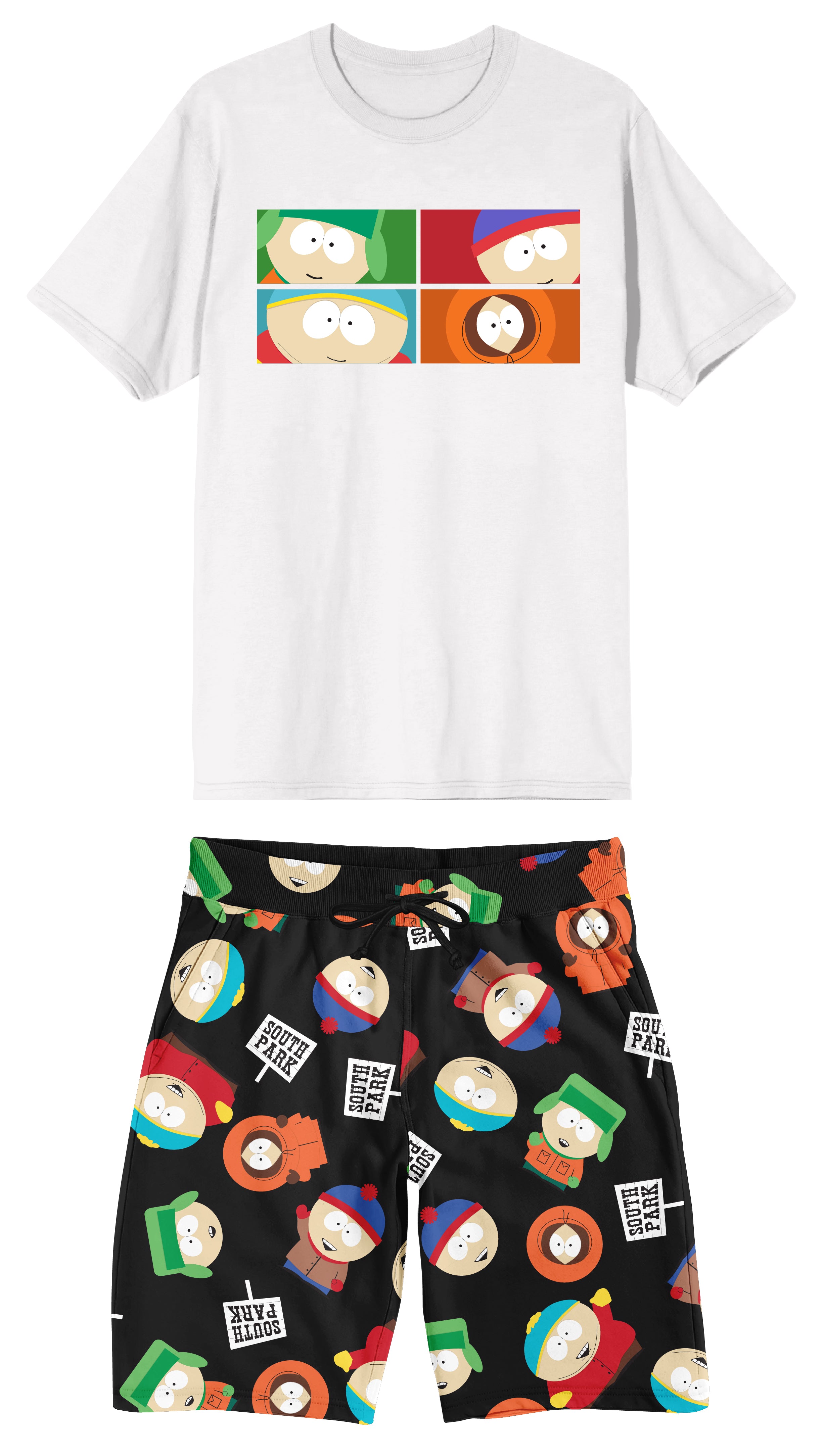 South Park Main Character Grid Men's 2-Pack T-shirt & Lounge Short Sleep Set