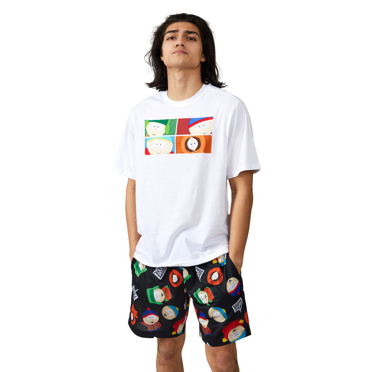 South Park Main Character Grid Men's 2-Pack T-shirt & Lounge Short Sleep Set