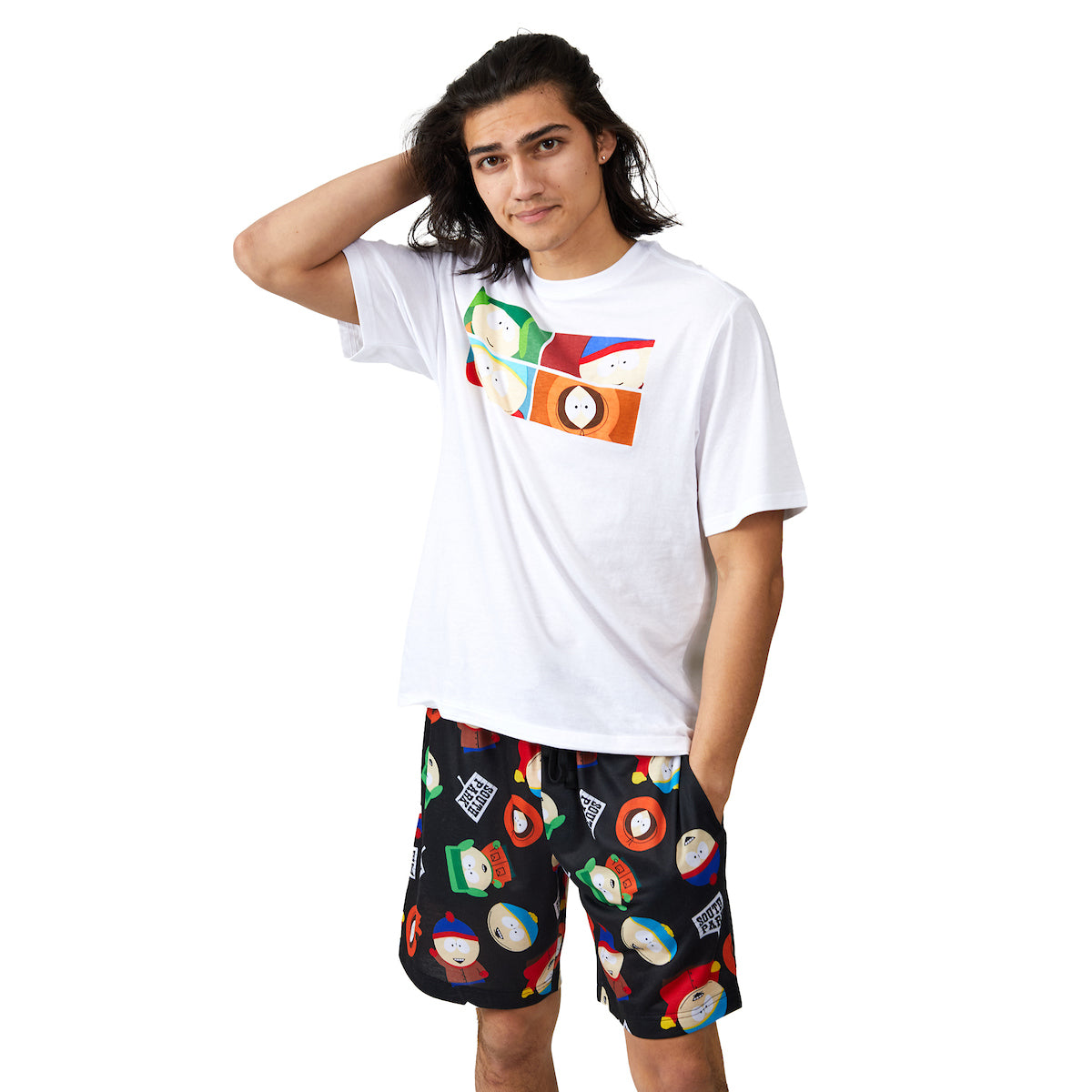 South Park Main Character Grid Men's 2-Pack T-shirt & Lounge Short Sleep Set