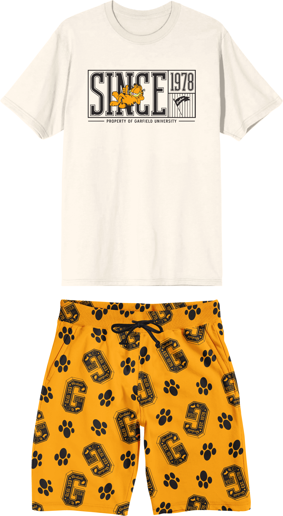Garfield University Since 1978 Men's 2-Pack T-Shirt & Lounge Shorts Sleep Set