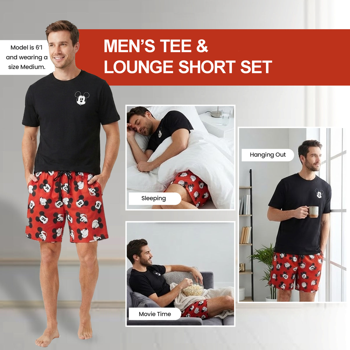 Mickey Mouse Classic Mickey Faces Men's 2-Pack Pajama Set
