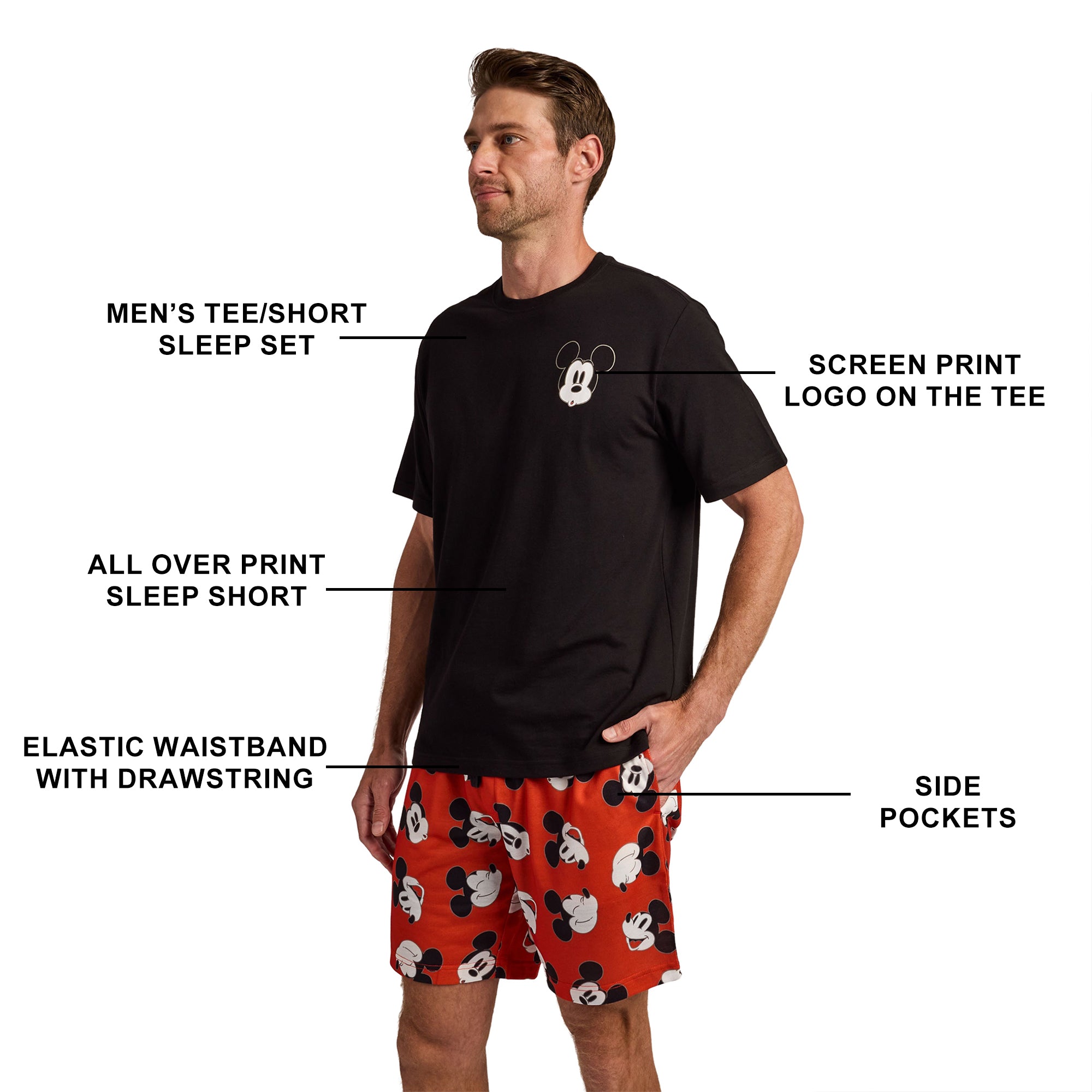 Mickey Mouse Classic Mickey Faces Men’s 2-Pack Pajama Set