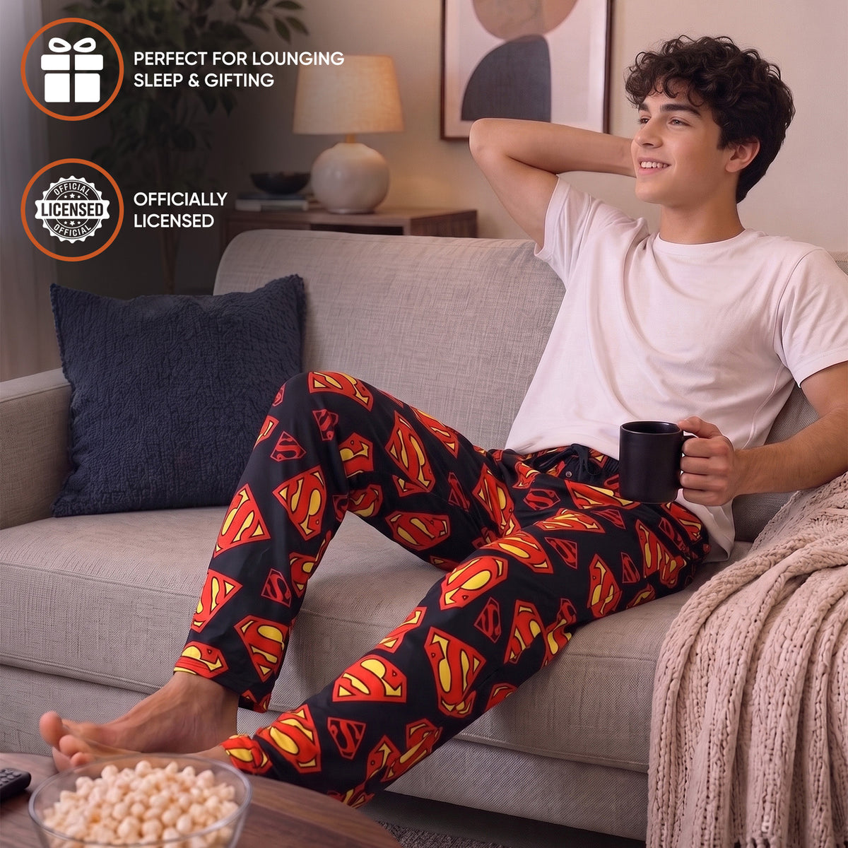 Superman S-Shield All-Over Print Men's Sleep Pajama Pants