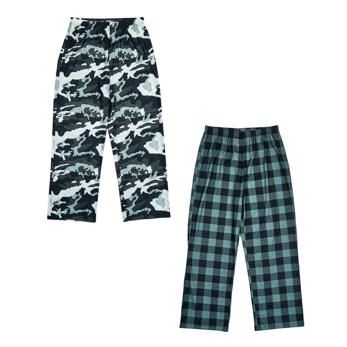 Gray Camo & Gray Plaid 2-Pack Boy's Sleep Pajama Pants