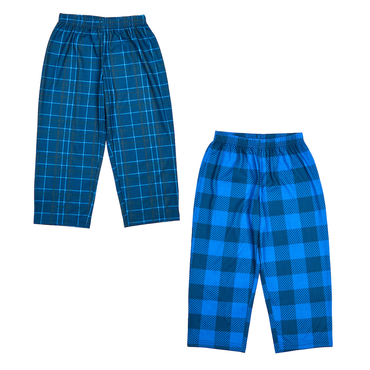 Blue Plaid & Dark Blue Plaid 2-Pack Toddler Boy's to Youth Boy's Sleep Pajama Pants