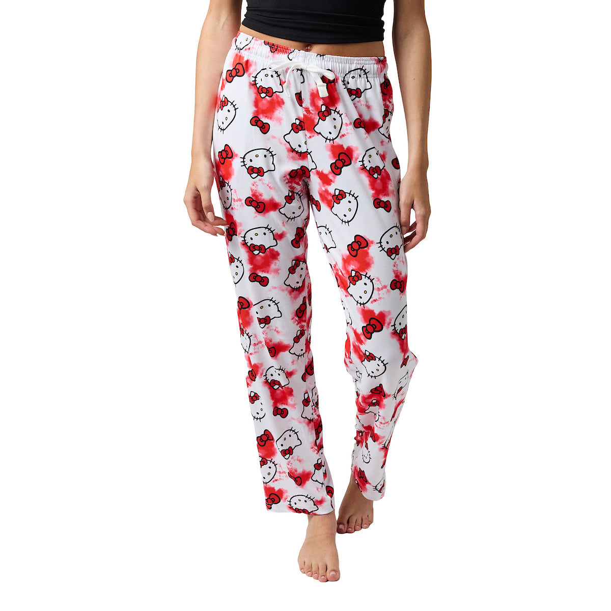 Hello Kitty Anime Cartoon All Over Print Women's White Sleep Pajama Pants
