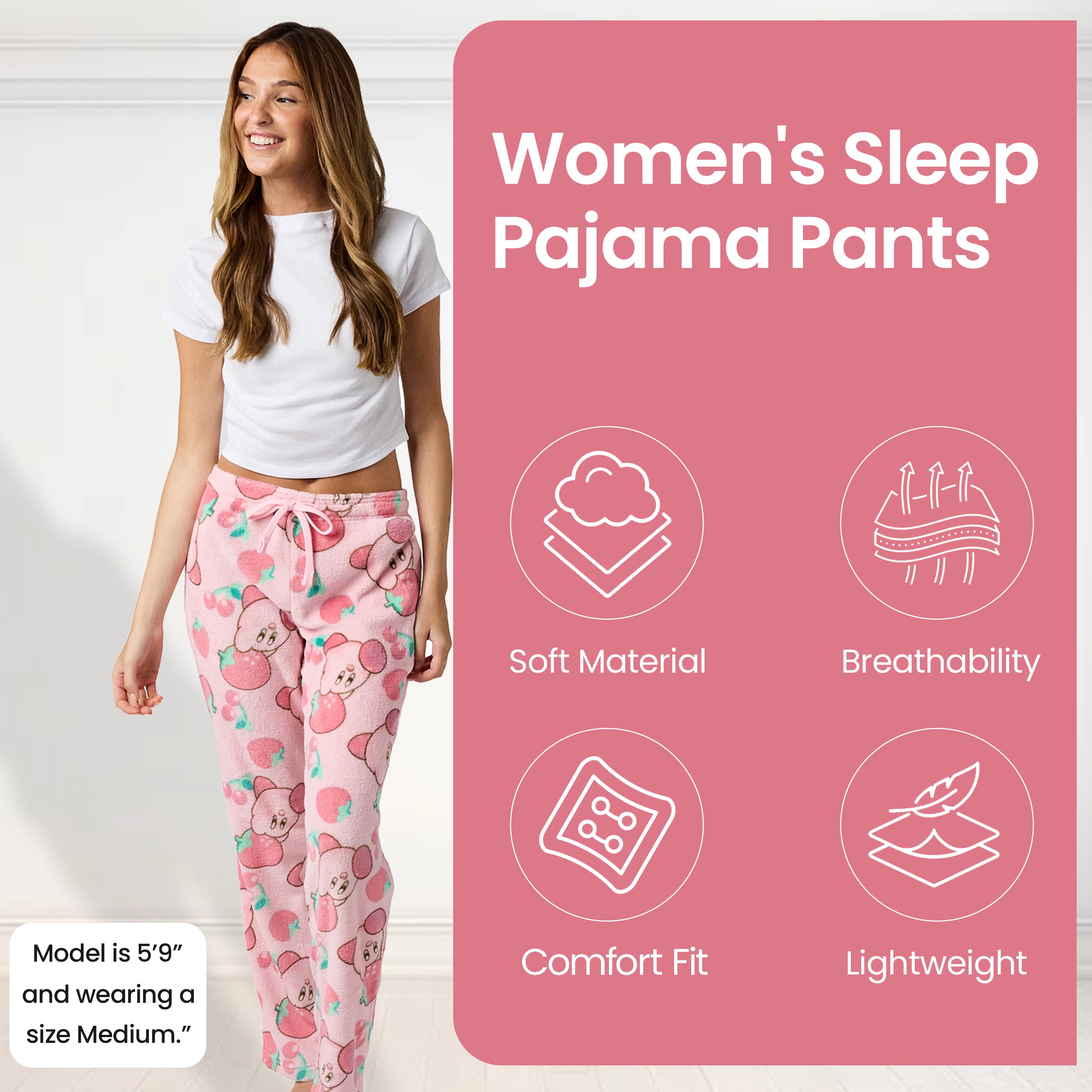 Kirby Strawberries Women's Sleep Pajama Pants