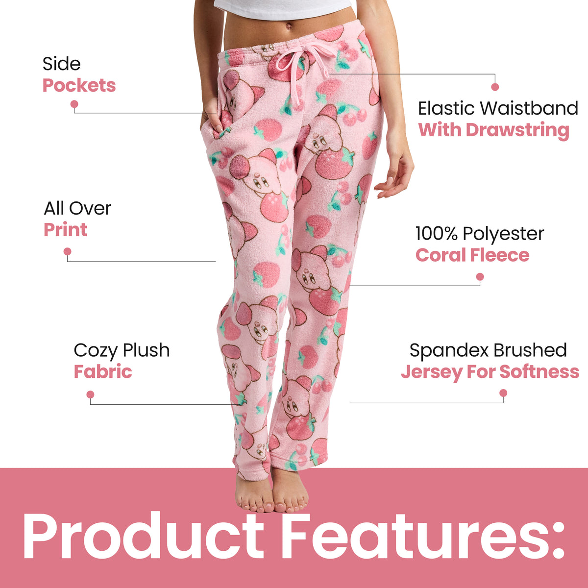Kirby Strawberries Women's Sleep Pajama Pants