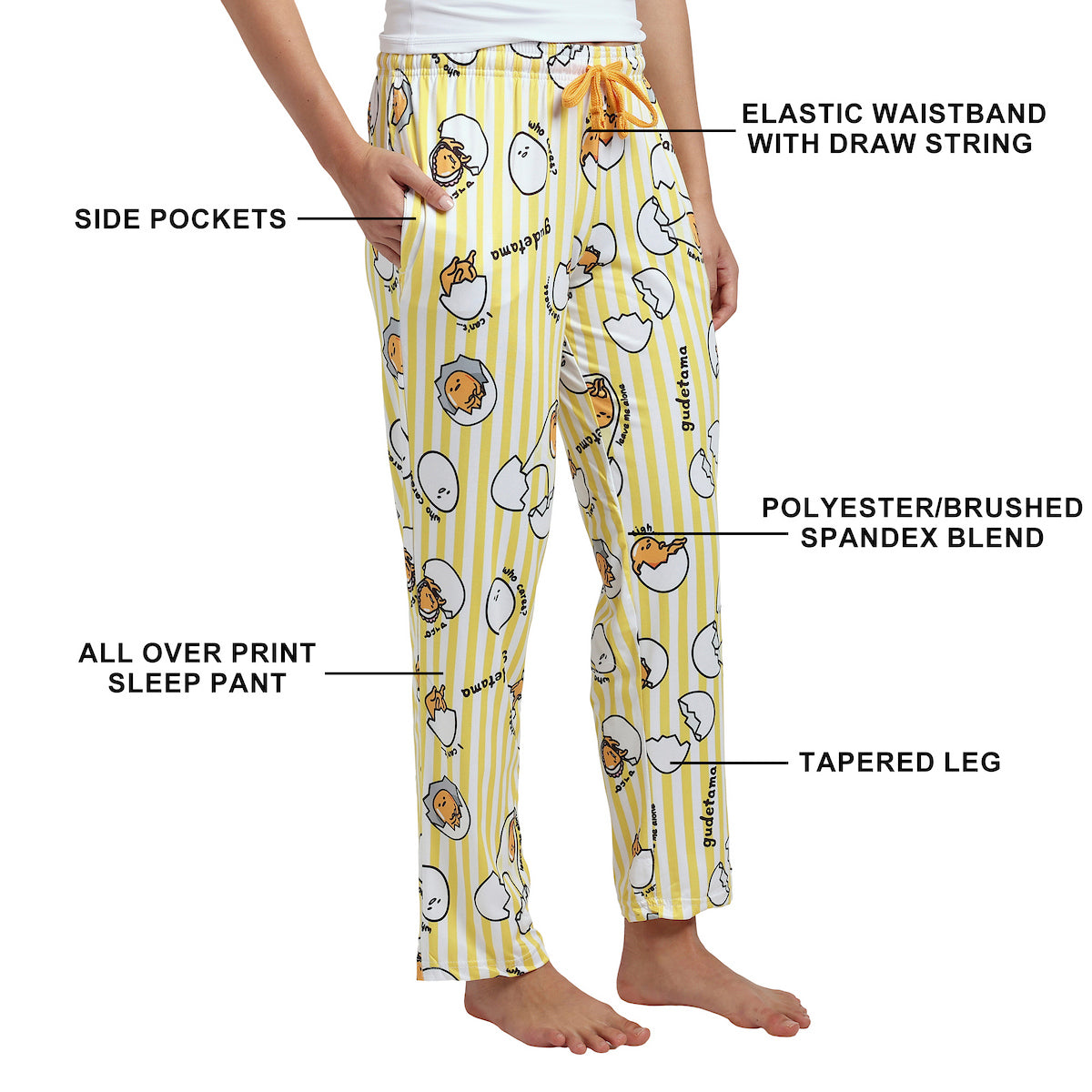 Gudetama All-Over Character Print Women's Yellow Sleep Pajama Pants