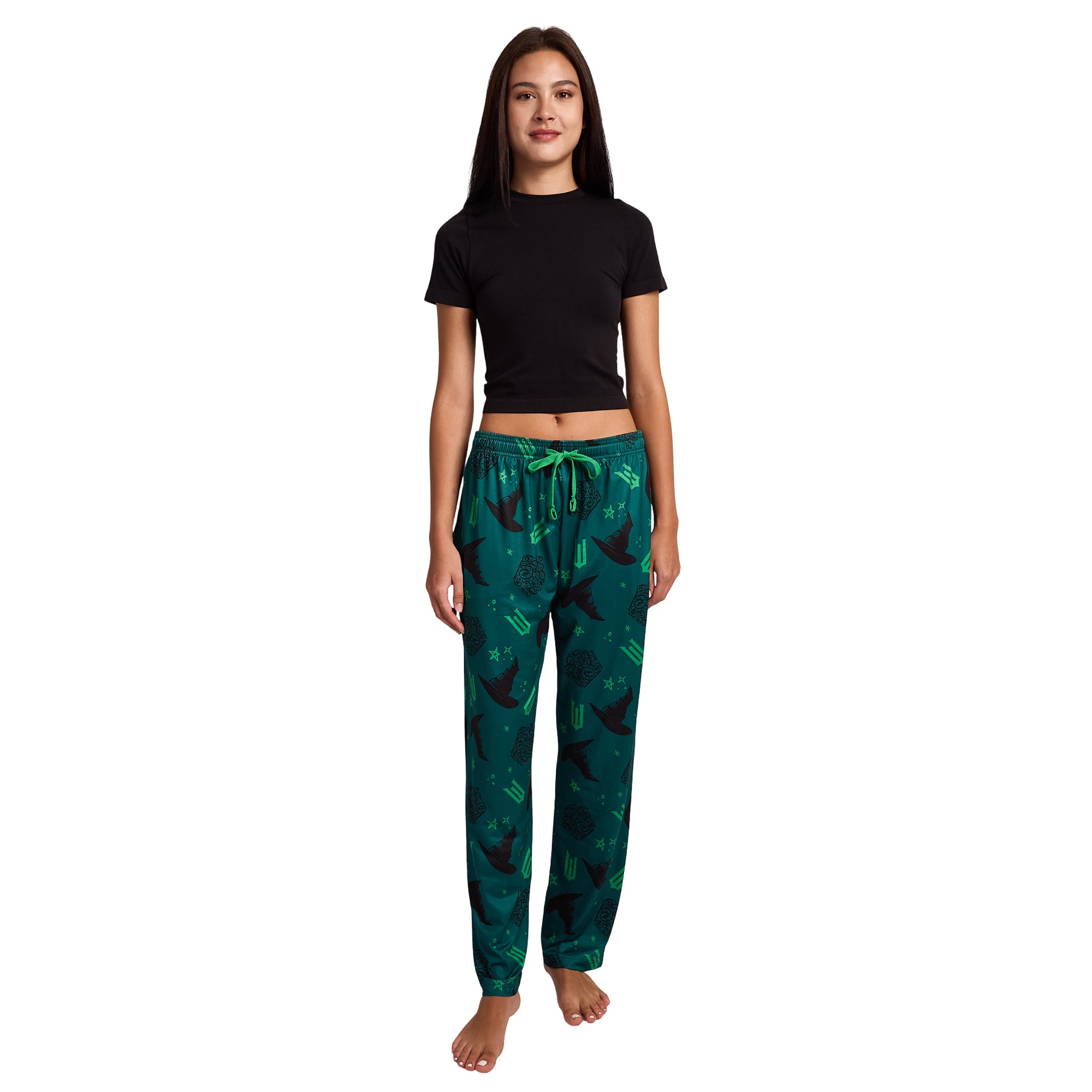 Wicked Part 1 Hats & Tiaras All-Over Print Women's Green Sleep Pajama Pants