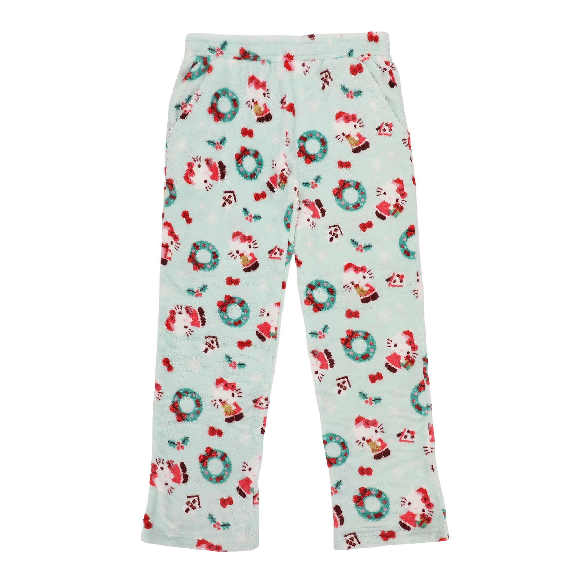 Hello Kitty Holiday All-Over Print Women's Wide Leg Sleep Pajama Pants