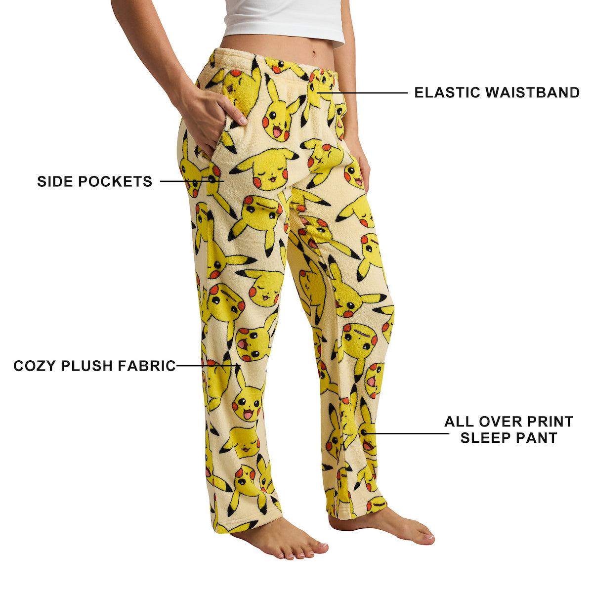 Pokemon Pikachu All-Over Print Women's Wide Leg Sleep Pajama Pants