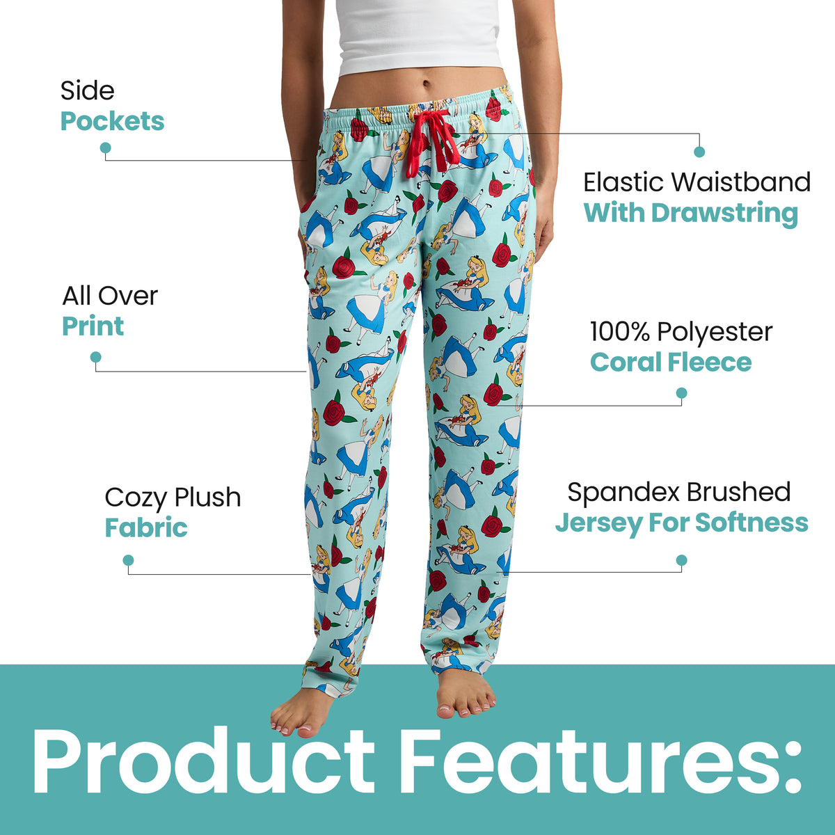 Disney's Alice in Wonderland All-Over Print Women's Sleep Pajama Pants